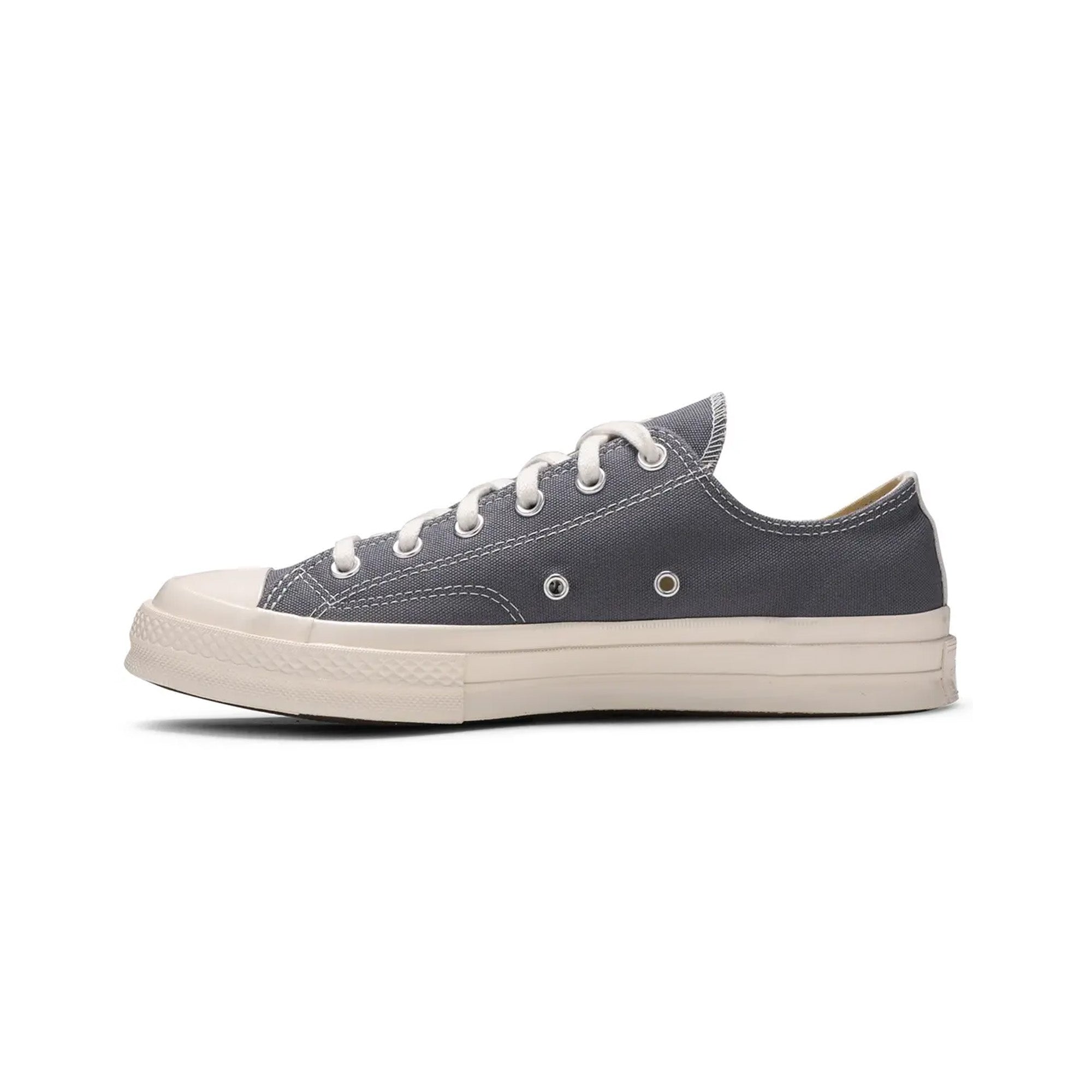Converse Chuck Taylor All Star 70 Ox 'Comme des Garcons Play' Grey Sneakers - Retro High Top Canvas Shoes for Men & Women - Perfect for Casual Wear, Street Style & Everyday Fashion (2021 Collection)