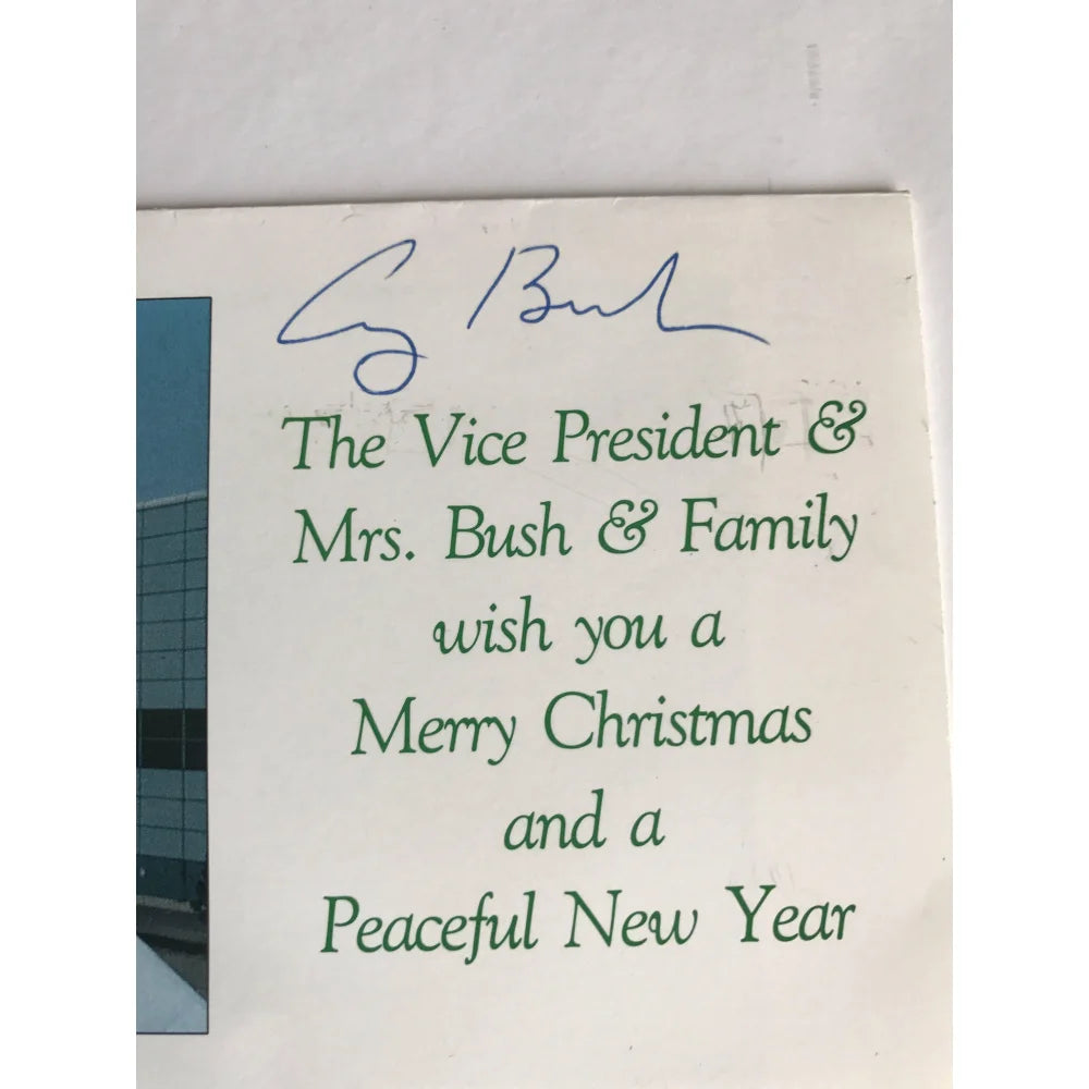 Authentic George H.W. Bush Signed Christmas Card with JSA COA - Presidential Autograph Collectible for Holidays, Gifts & Memorabilia Displays