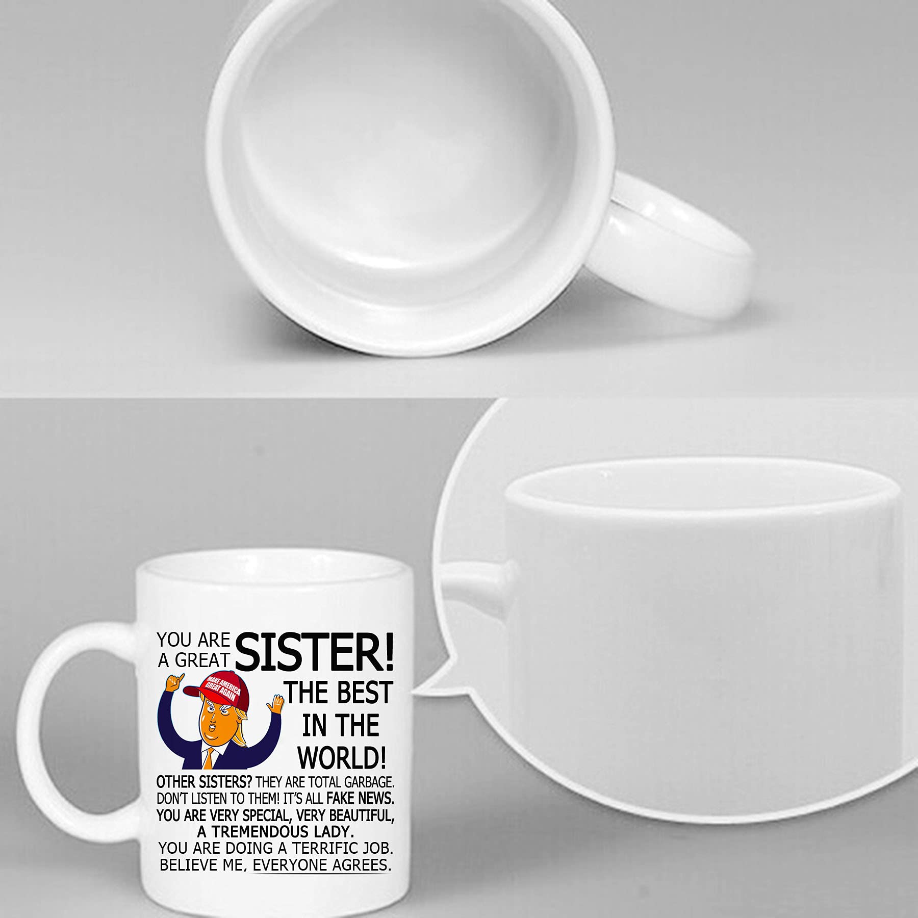 Trump Sister Gifts - Best Sister Coffee Mugs for Women | Funny You're A Great Sister Trump Tea Cup | Perfect Birthday, Christmas, Mothers Day Gift for Sister, Brother or Grandma | Great for Family Gatherings & Coffee Lovers