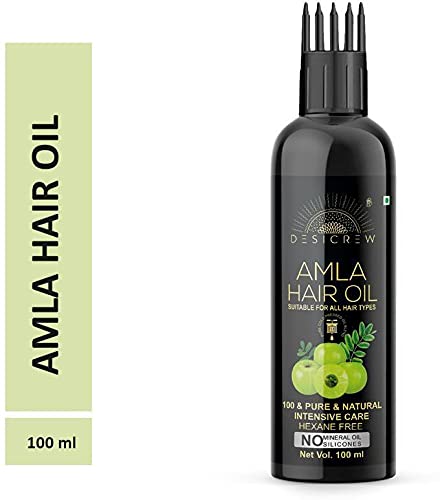 **Organic Amla Hair Oil with Comb Applicator - Cold Pressed for Healthy, Voluminous & Smooth Hair - 100mL - Promotes Hair Growth & Reduces Breakage - Perfect for Daily Hair Care & Scalp Massage**