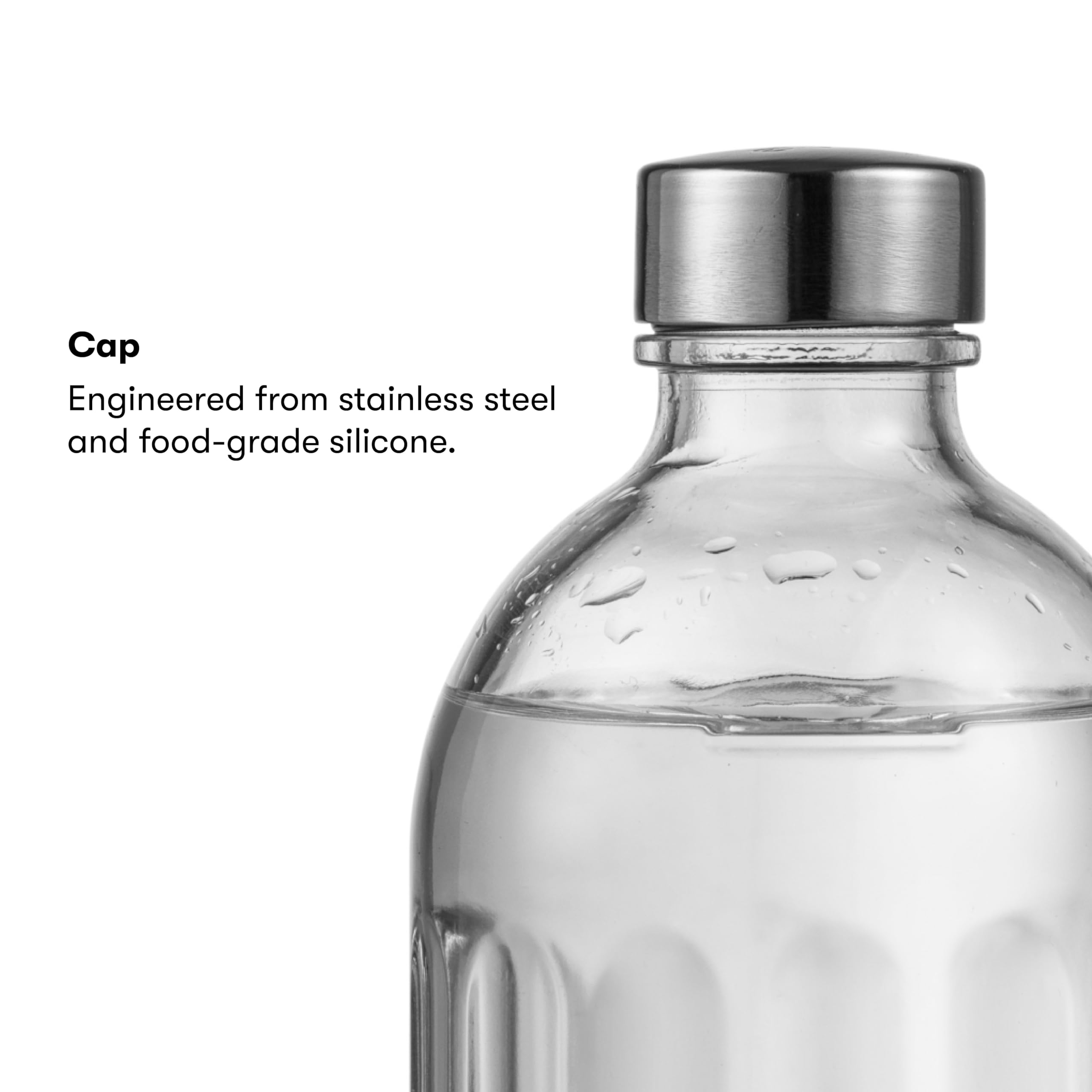 Aarke 800ml Glass Bottle for Carbonator Pro Sparkling Water Maker - Refillable, Dishwasher Safe with Stainless Steel Cap - Perfect for Home, Office & Healthy Hydration