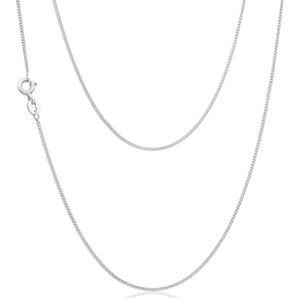 9ct White Gold Silver Filled 45cm Curb Chain Necklace for Women - Elegant Layering Jewelry for Everyday Wear & Special Occasions