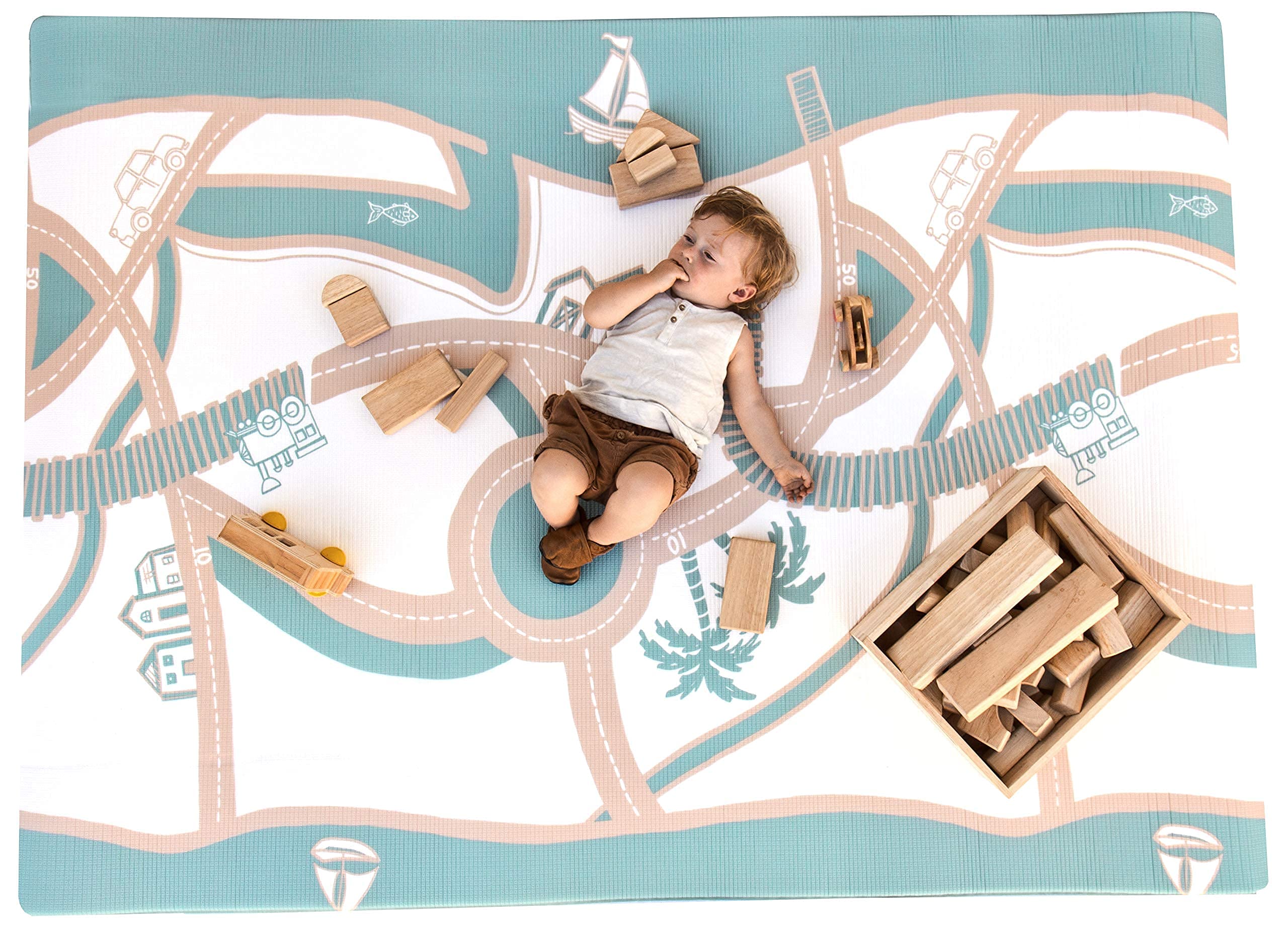 The Shwally PlayMat - Extra Soft Reversible Baby Play Mat with Waterproof & Wipe-Clean Surface - Non-Toxic Hypoallergenic Foam Floor Mat for Nursery, Daycare & Playroom - Large 6.5' x 4.5' Play Area for Crawling, Tummy Time & Learning Activities