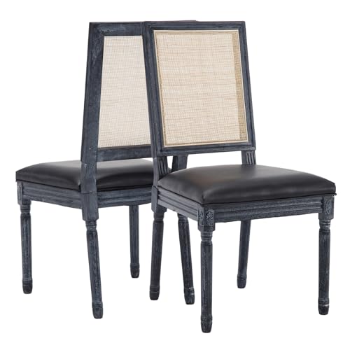 Square/Rattan-black Wood
