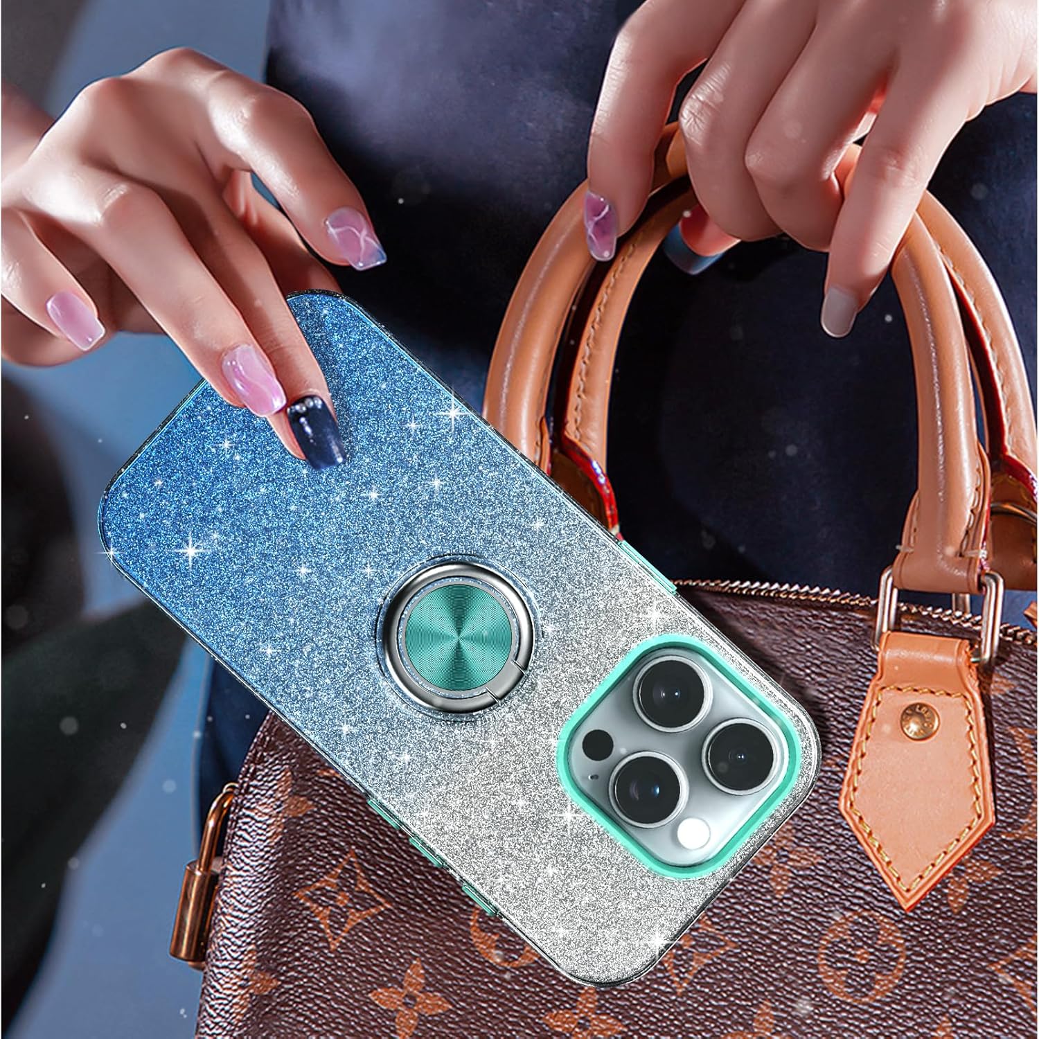 Premium iPhone 16 Case with 360° Ring Holder, Magnetic Car Mount & Kickstand - Shockproof Protective Cover for Work, Travel & Daily Use