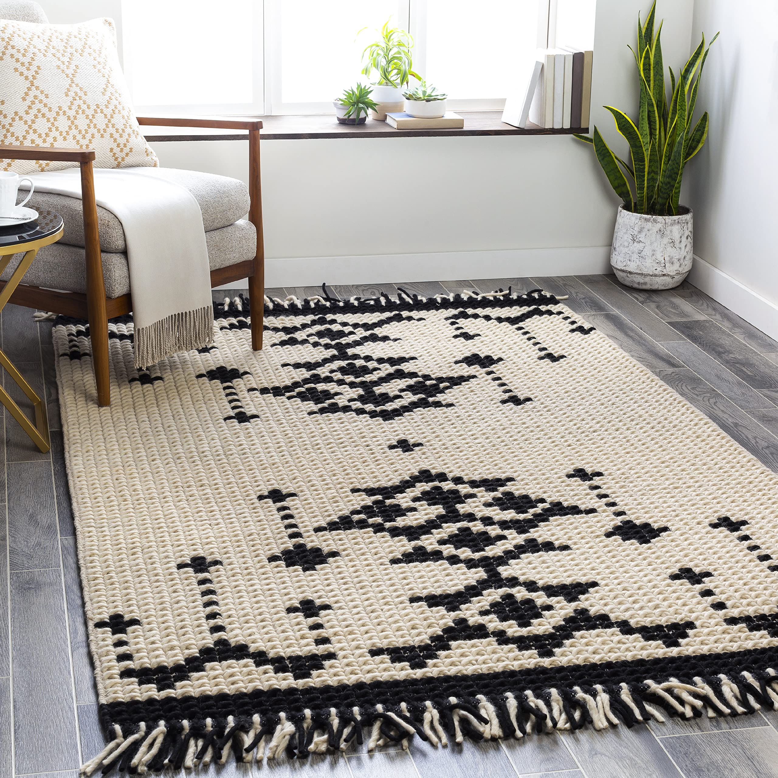 Mark&Day 5x7 Alpnach Modern Black & Cream Area Rug - Soft Non-Slip Living Room Carpet, Bedroom Rug, Kitchen Floor Mat (5' x 7'6