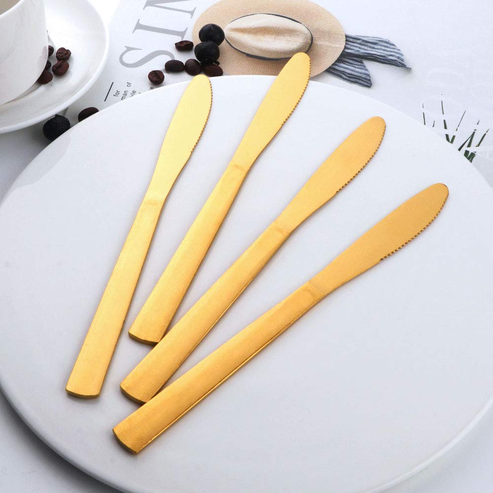 12-Piece Stainless Steel Dinner Knife Set - 8-Inch Dishwasher Safe Flatware, Modern Cutlery for Home & Hotel Use - Perfect for Dining, Parties, and Restaurant Service