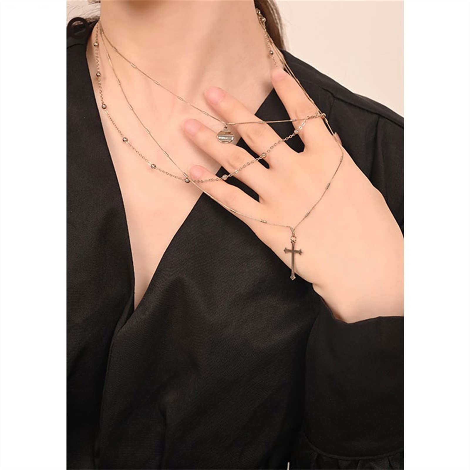 Multi-Layered Cross Pendant Necklace - Elegant Thin Chain Jewelry for Women, 18-24 Inch Adjustable Length | Perfect for Daily Wear, Date Nights & Special Occasions