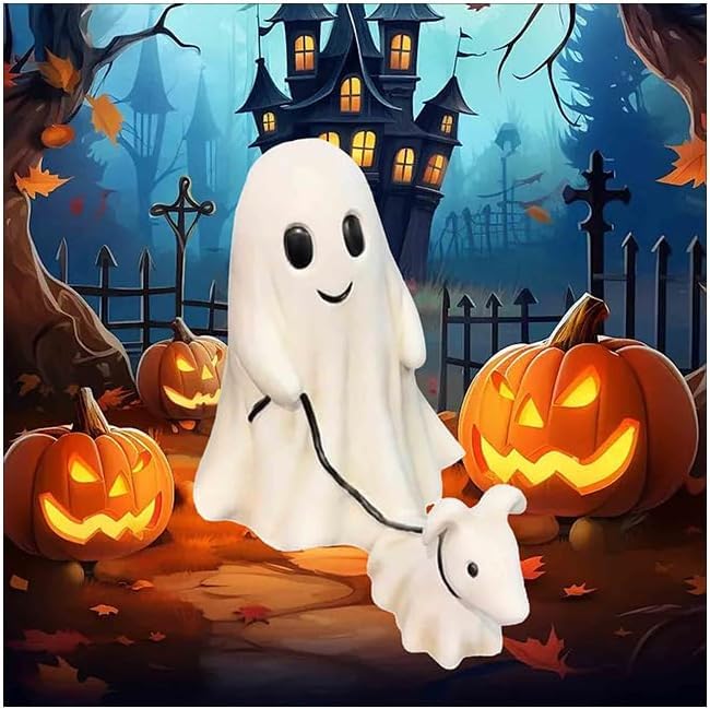 Halloween Ghost Walking Dog Statue - Spooky Cute Ghost Dog Figurine for Home & Tabletop Decor - Perfect for Halloween Party, Yard Display & Gift for Boys