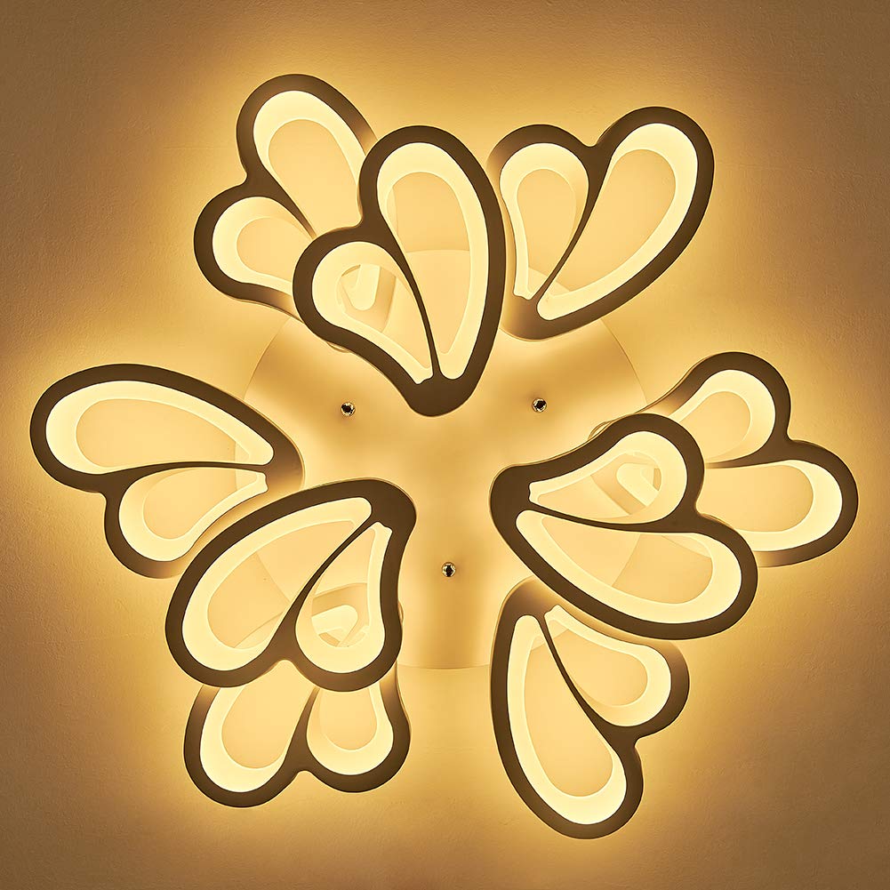 Dimmable 9-Flowers LED Ceiling Light - 72W Flush Mount Chandelier with Remote Control (3000K-6000K, 26 Inches) for Kids Room, Living Room, Bedroom, Office & Dining Room - Perfect for Nursery Decor, Home Lighting & Modern Interior Design