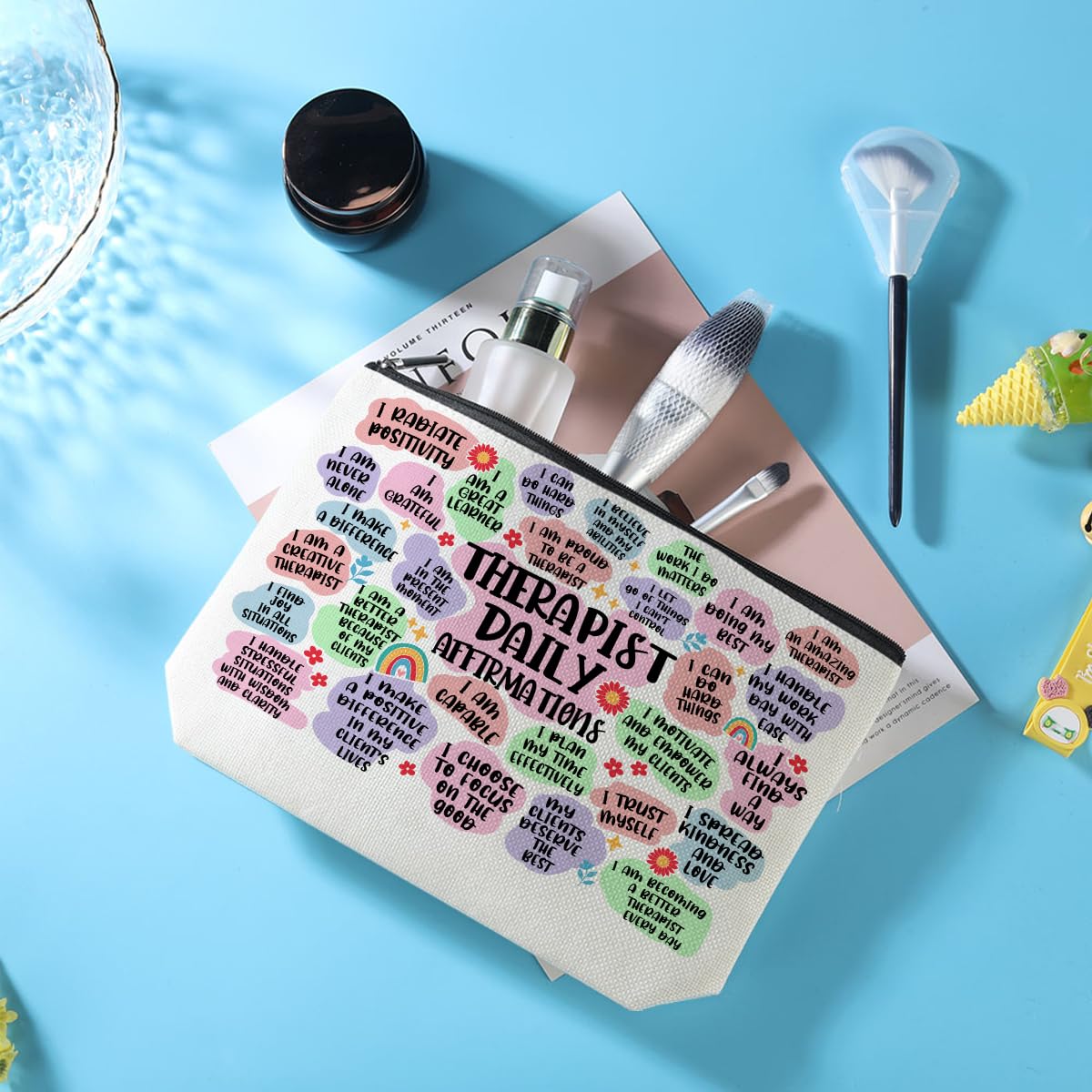 **Inspirational Therapist Makeup Bag - Mental Health Gifts for Women, Teachers | Cosmetic Zipper Pouch for Birthday, Graduation, Retirement & Thank You Gifts | Perfect for Daily Use, Travel & Self-Care Essentials**