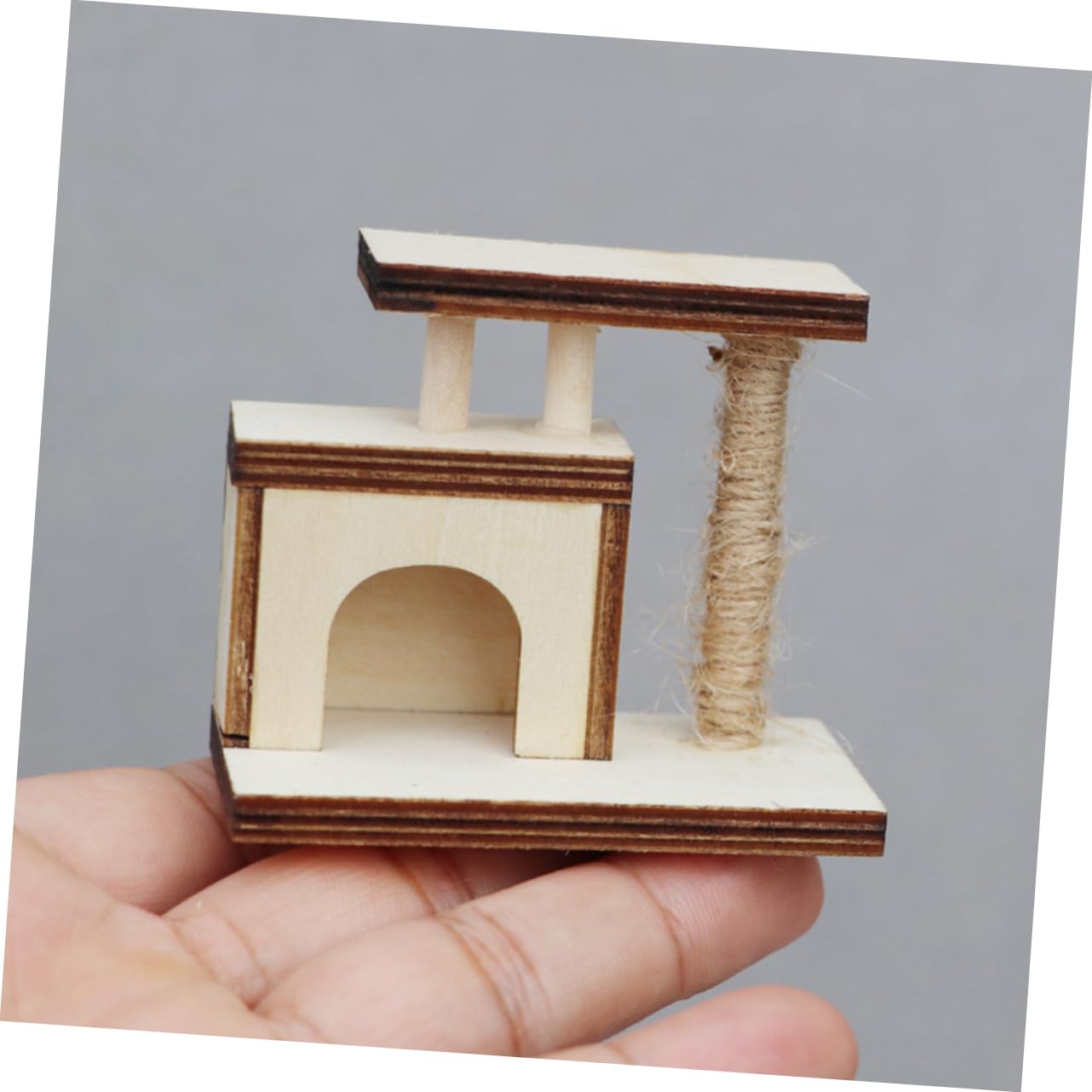 2pcs Mini Wooden Cat Tree Furniture - Dollhouse Climbing Tower for Cats, Desktop Ornament & Home Decor Accessory | Perfect for Small Spaces, Kitty Playtime, and Themed Room Decor