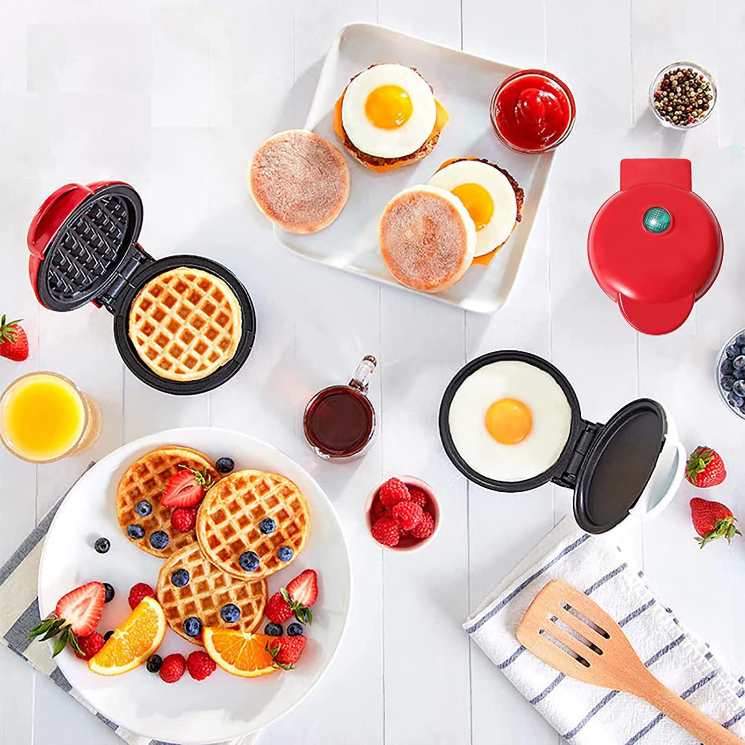 Mini Waffle Maker for Kids - 4 Inch Non-Stick Waffle Iron Machine, Perfect for Breakfast, Snacks & Party Treats | Compact & Easy to Use | Great Gift for Children & Families