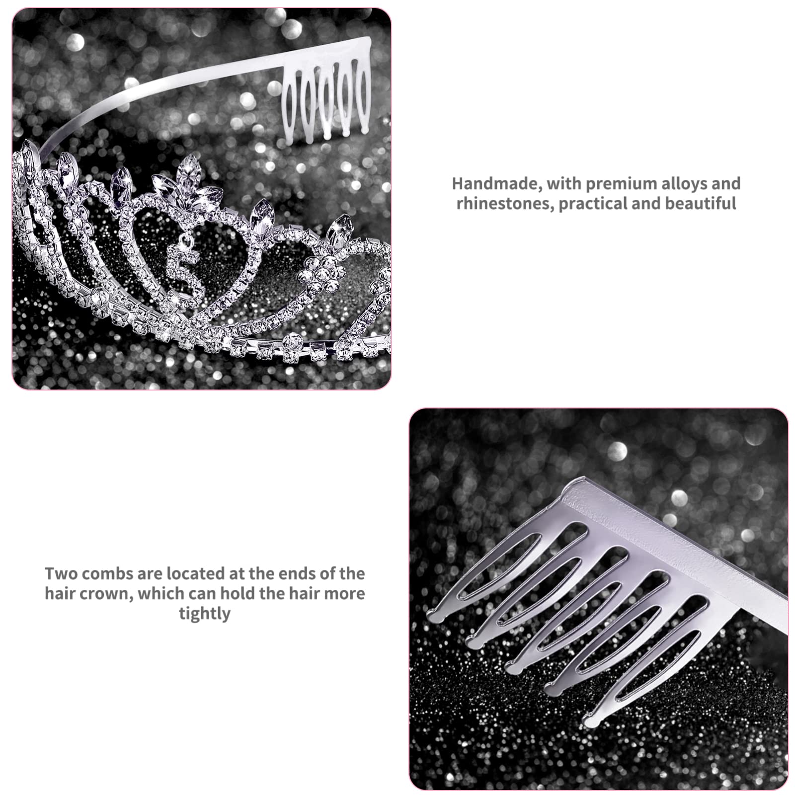 Girls 5th Birthday Crown Tiara - Crystal Rhinestone Princess Headband for 5 Year Old Girls | Happy Birthday Party Accessory | 1 Count Metal Tiara for Birthday Celebrations, Photo Shoots & Special Occasions