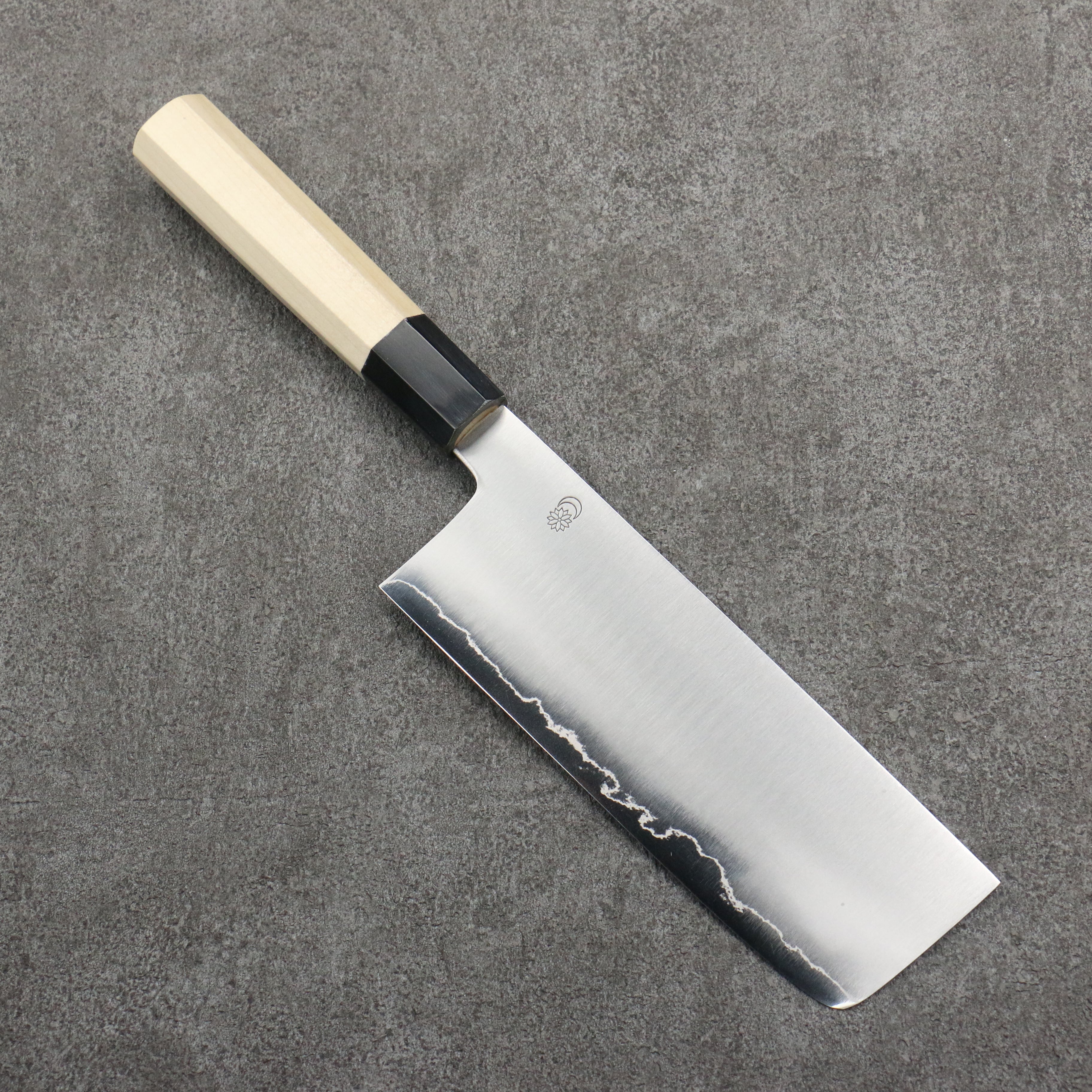 Premium Kikuzuki Silver Steel No.3 Bokashi Nakiri Knife - 180mm Japanese Kitchen Knife with Magnolia Wood Handle - Perfect for Slicing Vegetables, Herbs & Sushi Preparation