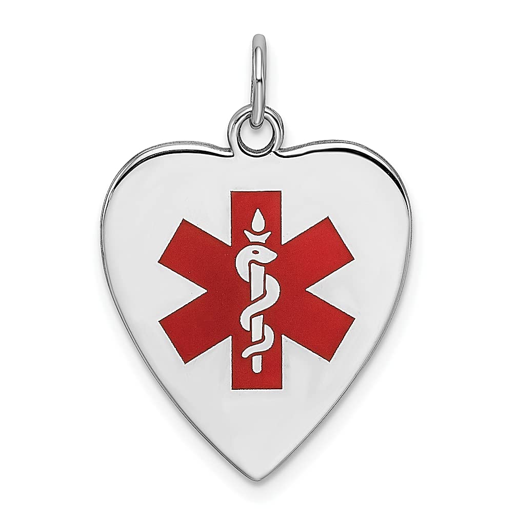 925 Sterling Silver Rhodium Plated Engraveable Small Heart Medical Alert Pendant Necklace for Women - Hypoallergenic Fine Jewelry Gift for Her (Ideal for Nurses, Doctors & Healthcare Workers)