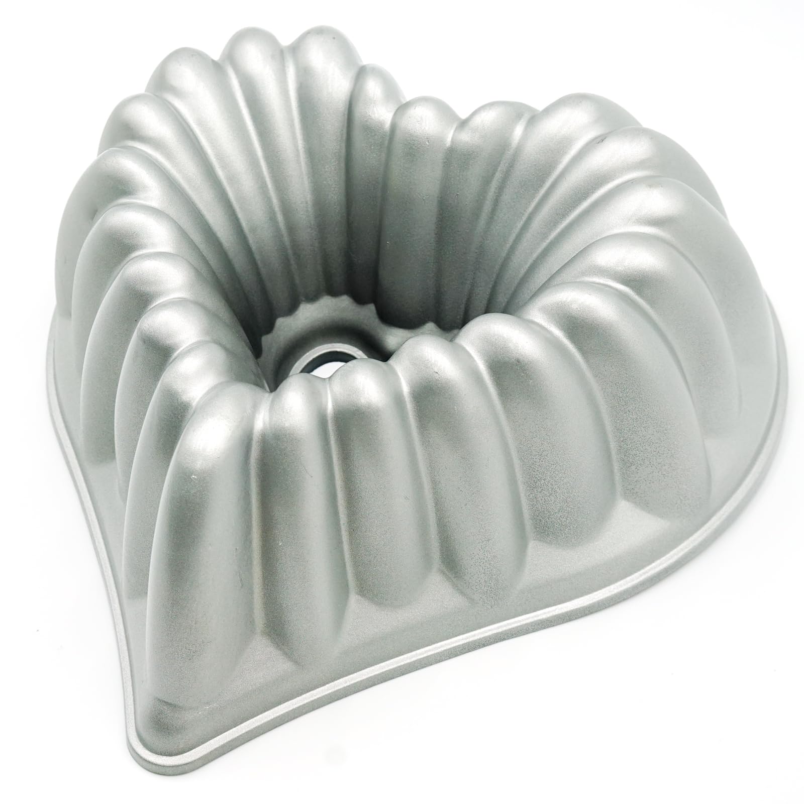 Heart Shaped Cake Pan 10 Inch - Nonstick Fluted Charlotte Mold for Valentine's Day, Christmas, Wedding & Party Baking - Heavy Duty Kundalini Design for Cakes, Tarts & Desserts