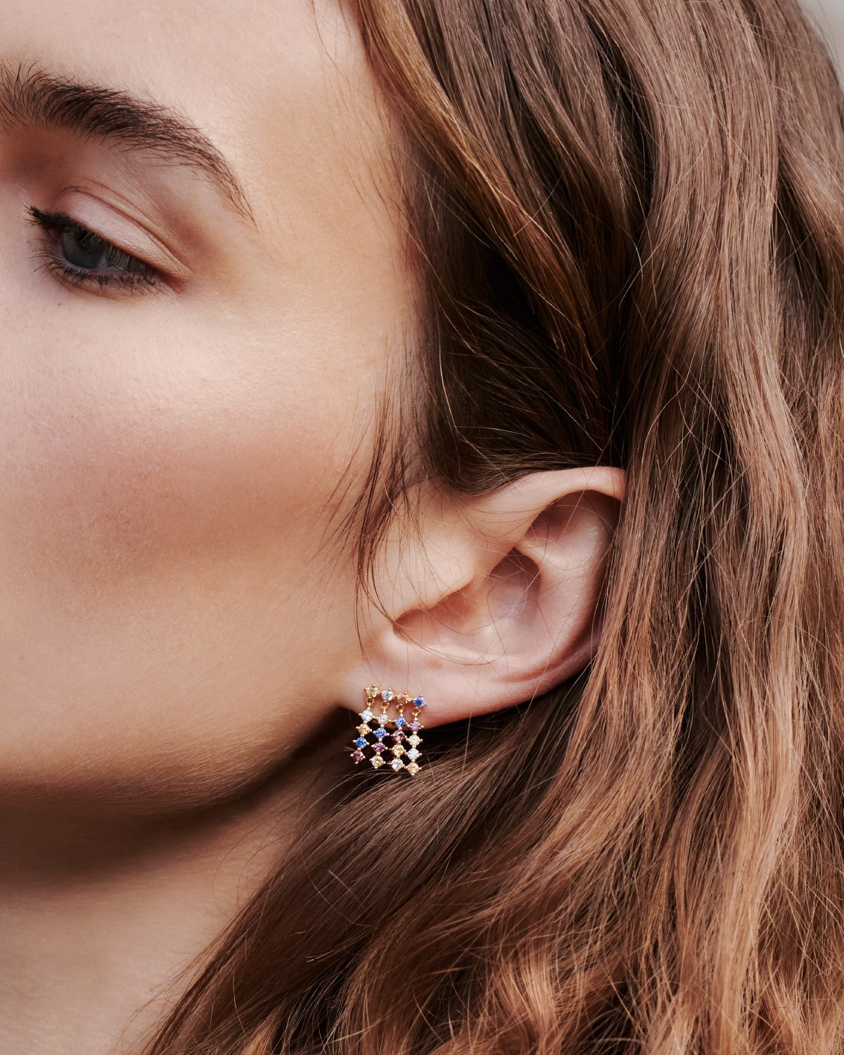 GRID Willow Gold Earrings for Women - 14K Gold Plated Dainty Hoop Earrings, Elegant & Lightweight - Perfect for Everyday Wear, Parties & Gifts