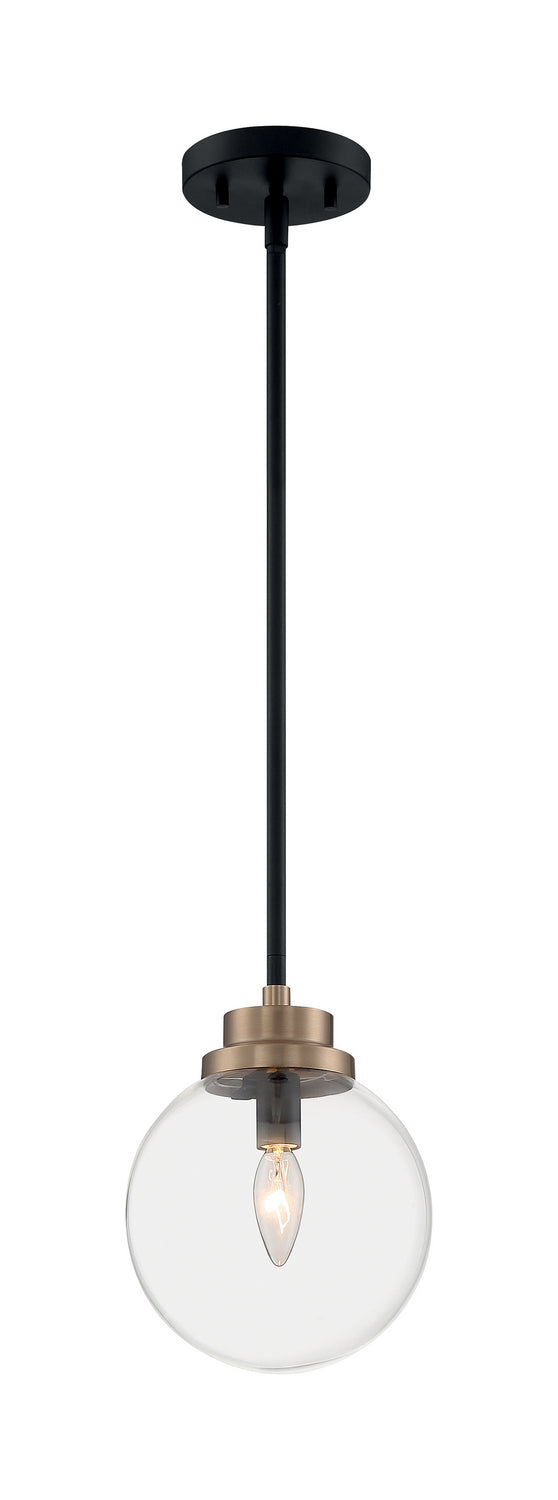 Axis 8 Inch Modern Pendant Light with Black & Brass Finish - Perfect for Kitchen Island, Dining Room, and Entryway Lighting