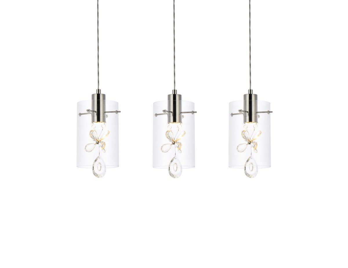 Luxury Hana 3-Light Modern Pendant Lighting Fixture - Chrome Finish for Living Room, Kitchen, Bedroom & Hallway | Perfect for Dining Areas, Entryways and Home Decor