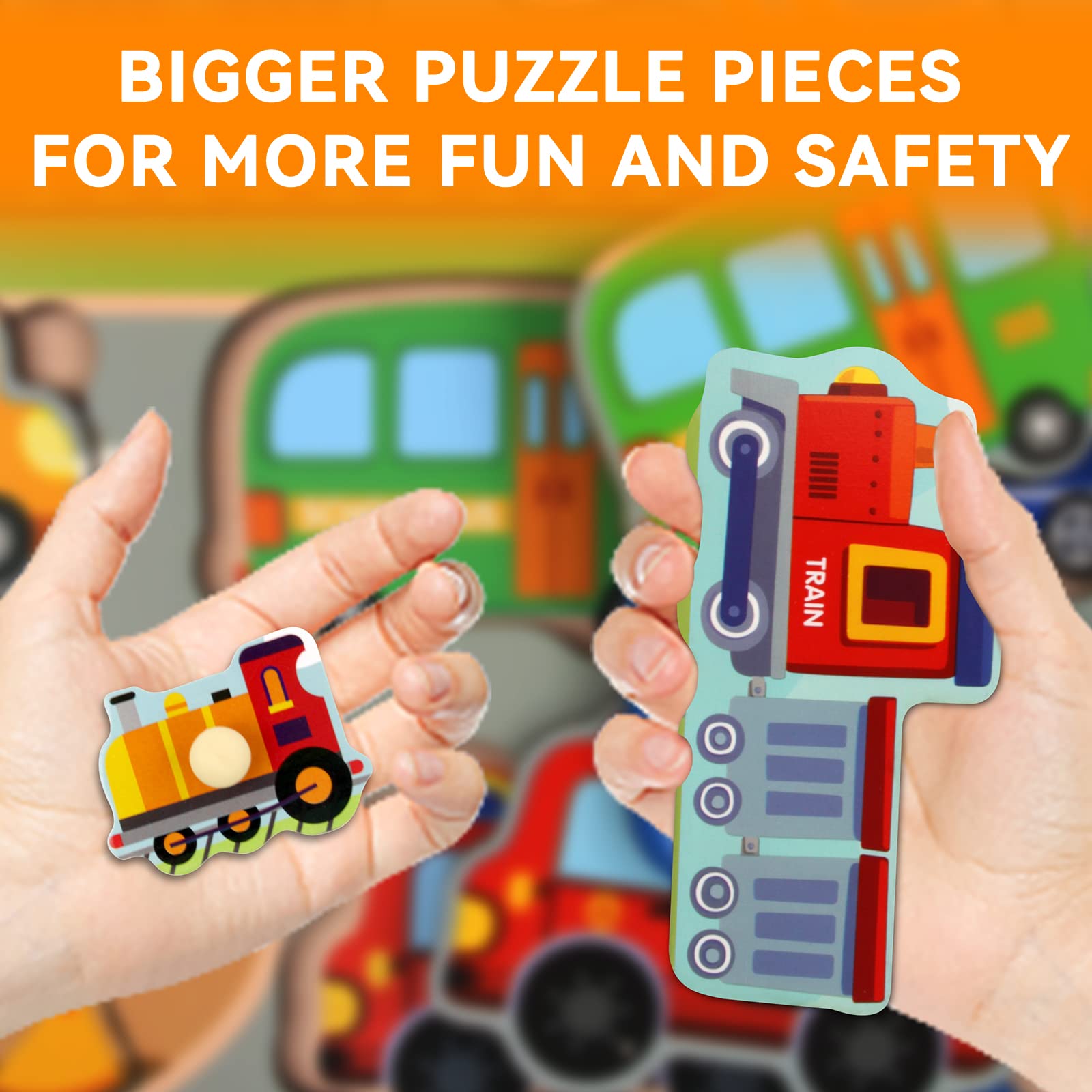 Wooden Puzzles for Toddlers 3-6 with Storage - 6 Pack for Preschool Learning | Playroom & Classroom Use