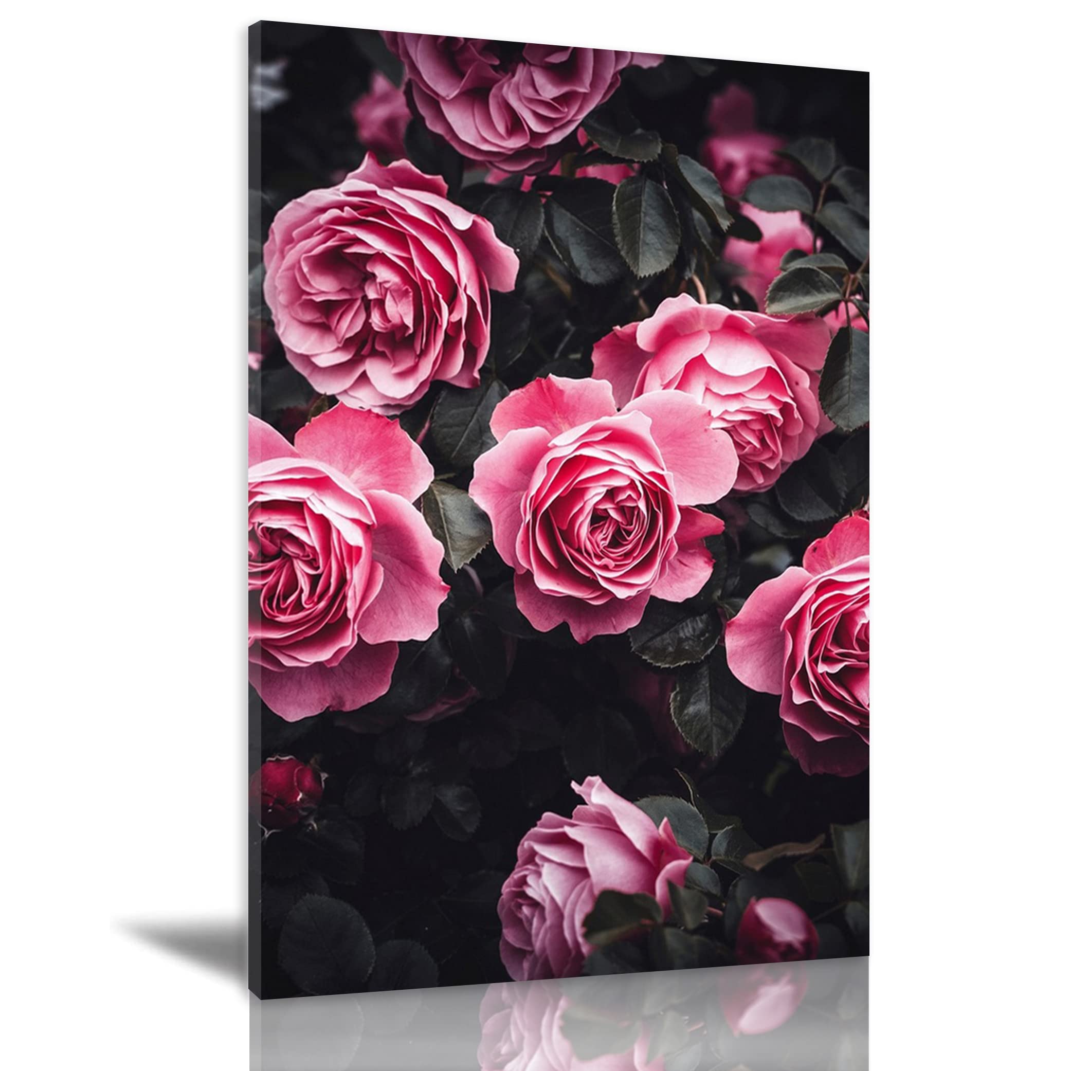 Vintage Pink Rose Canvas Wall Art - Framed Floral Oil Painting Print, 20x30 Inch, Ready to Hang - Perfect for Living Room, Bedroom & Office Decor | Home & Wall Decorations | Modern Artwork Gift Idea