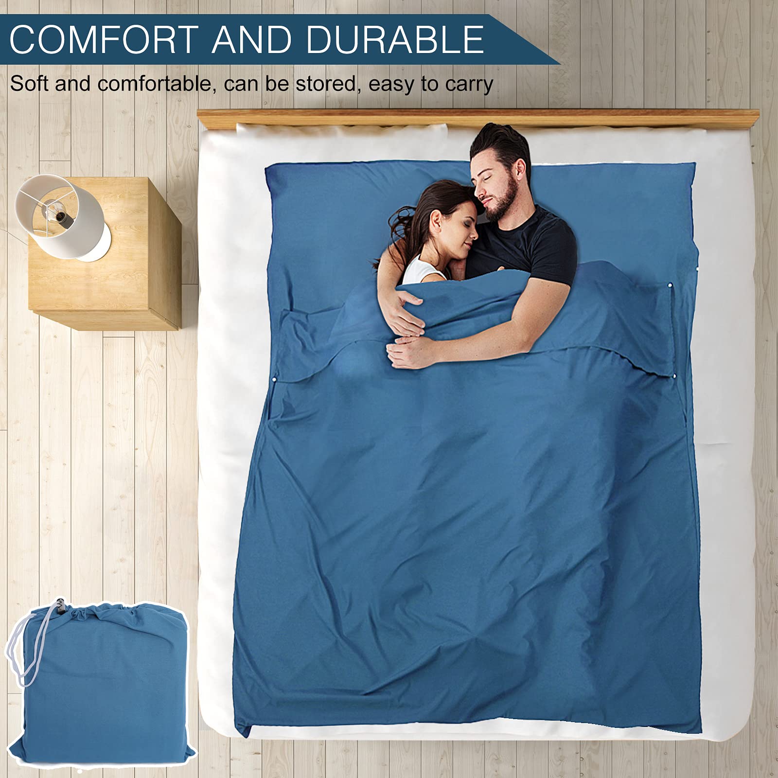 Lightweight Sleeping Bag Liner & Camping Sheet for Adults - Double Sleep Sack for Outdoor Travel, Hiking, Hotels & Picnics | Perfect for Backpacking, Camping Trips and Travel Comfort