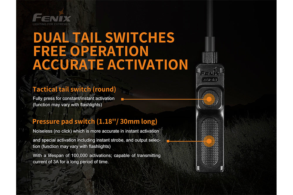 Fenix AER 03 V2 Tactical Remote Pressure Switch for Flashlights - Perfect for Hunting, Camping & Emergency Use