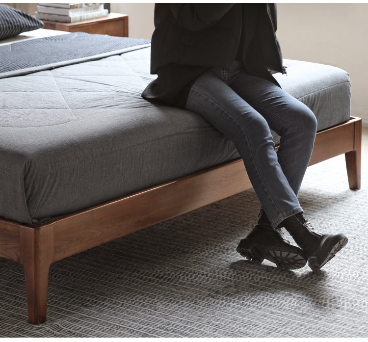 Solid Black Walnut Wood Bed Frame - Queen Size, Natural Wood Grain, Sturdy Platform Bed - Perfect for Modern, Farmhouse & Rustic Bedroom Decor