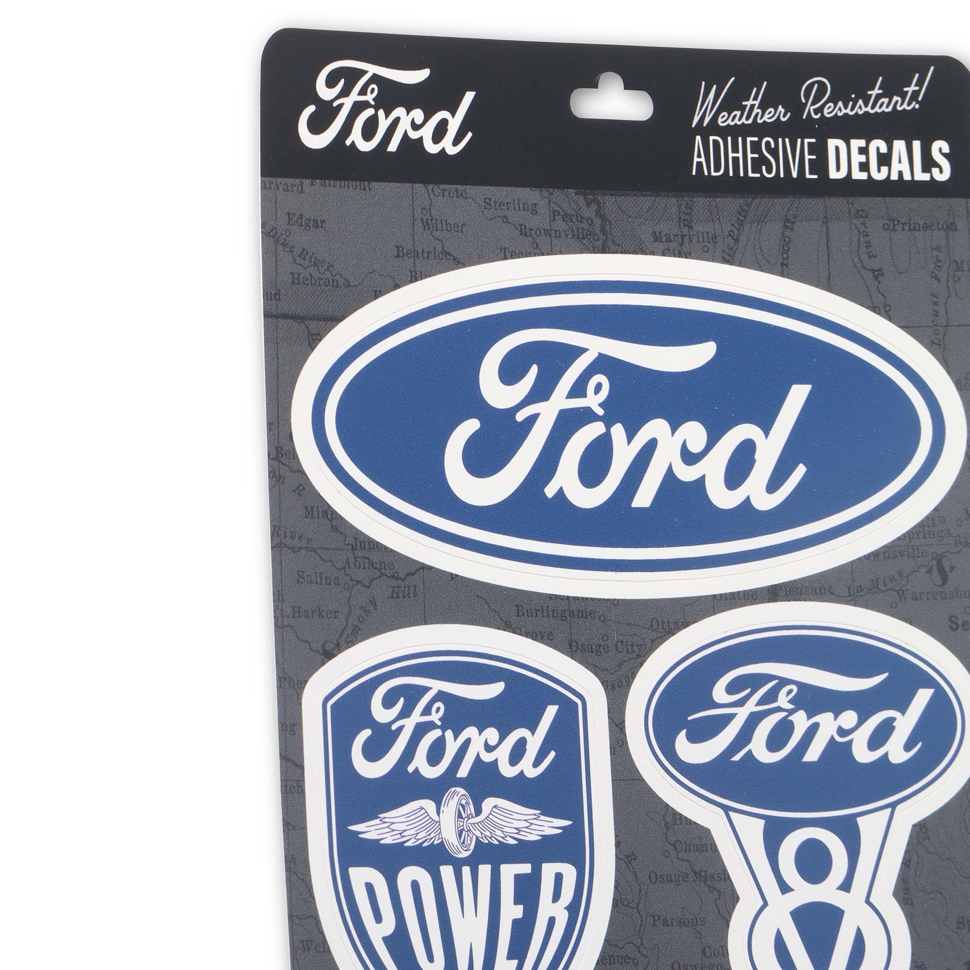 Ford Logo Vinyl Decals Stickers - 4-Pack Car, Window, Laptop & Water Bottle Decals for Ford Enthusiasts | Perfect for Customizing Vehicles, Tech Gear & Drinkware
