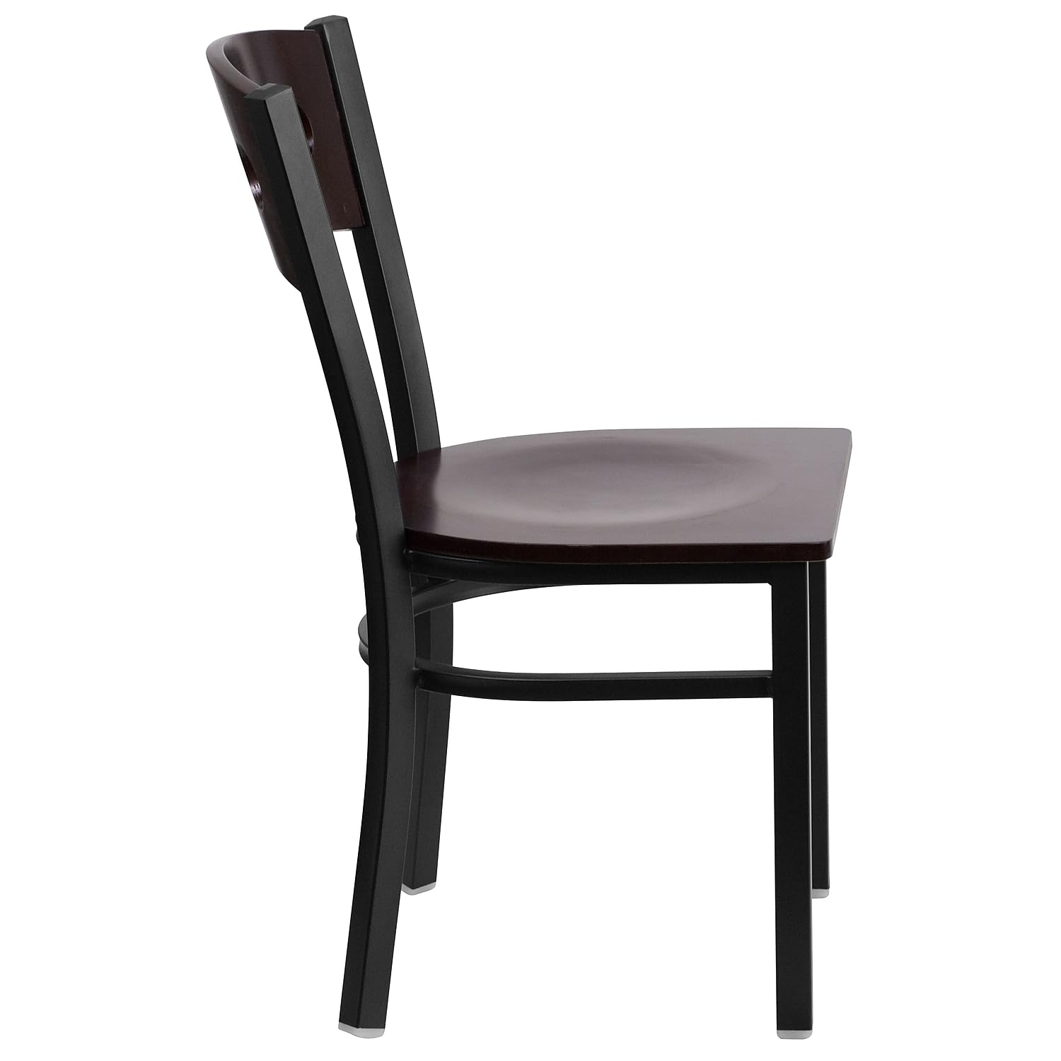 Flash Furniture 2-Pack HERCULES Series Black Metal Restaurant Chairs with 3-Circle Back Design & Walnut Wood Seat - Durable Stackable Dining Chairs for Restaurants, Cafes, and Home Kitchens