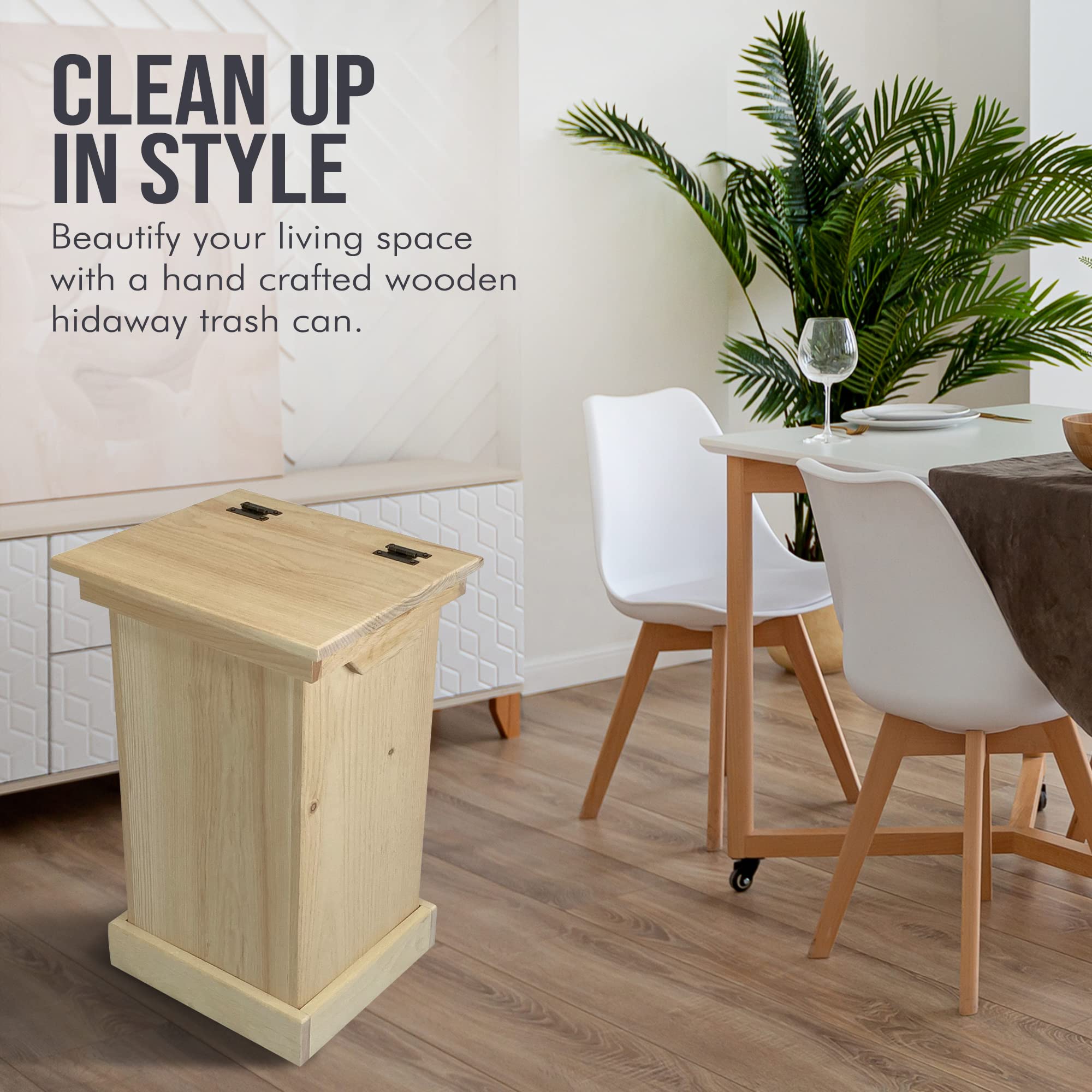 Amish Handmade Wooden Hidden Trash Can Cabinet - Unfinished Kitchen Waste Bin Storage with Stylish Design | Perfect for Farmhouse, Rustic & Modern Kitchens, Pantries & Bathroom Organization