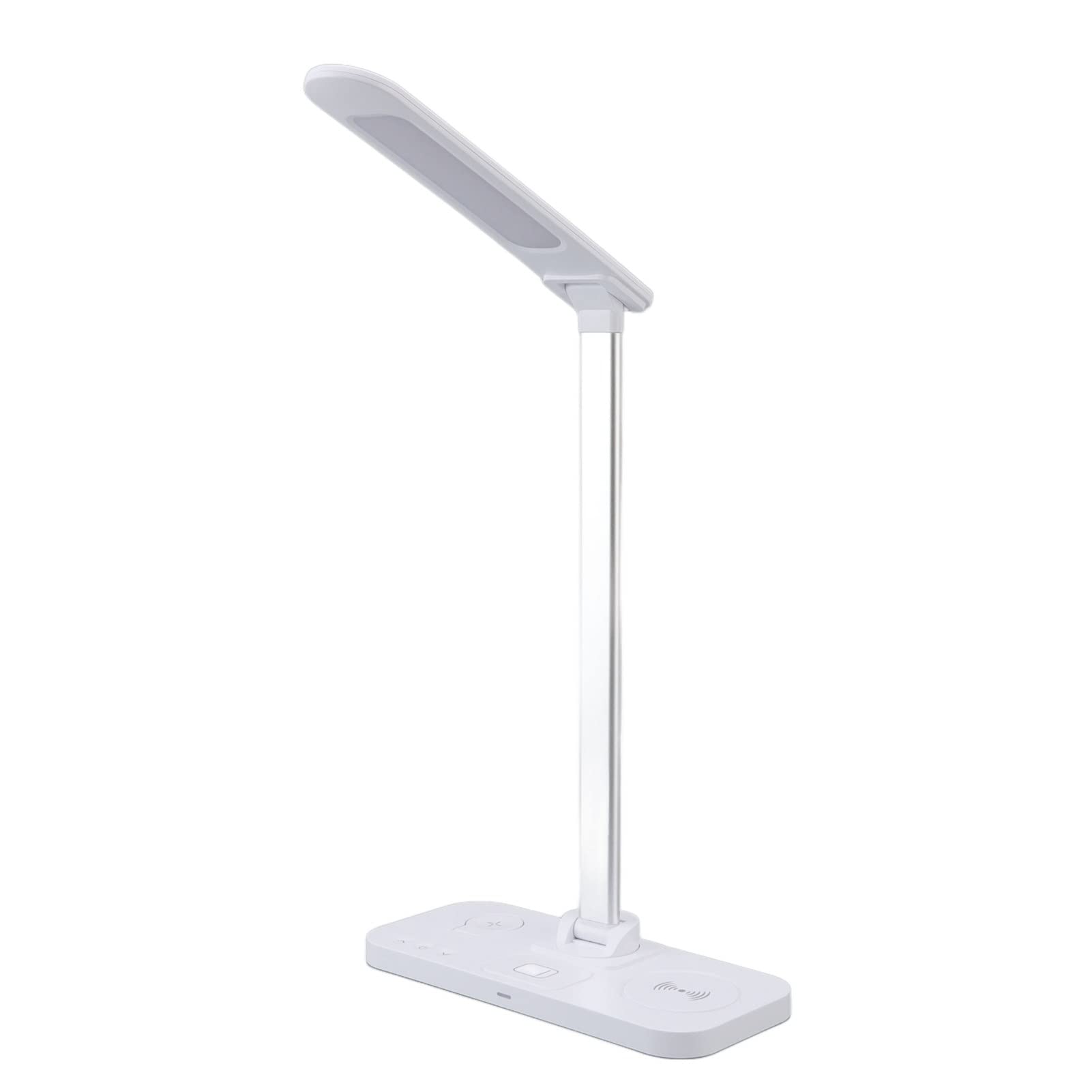 Wireless Charging Desk Lamp - 15W Fast Charging, Dimmable, Rotating & Folding Bedside Lamp with 4-in-1 Functionality for Home Office, Reading, Study & Nightstand Use