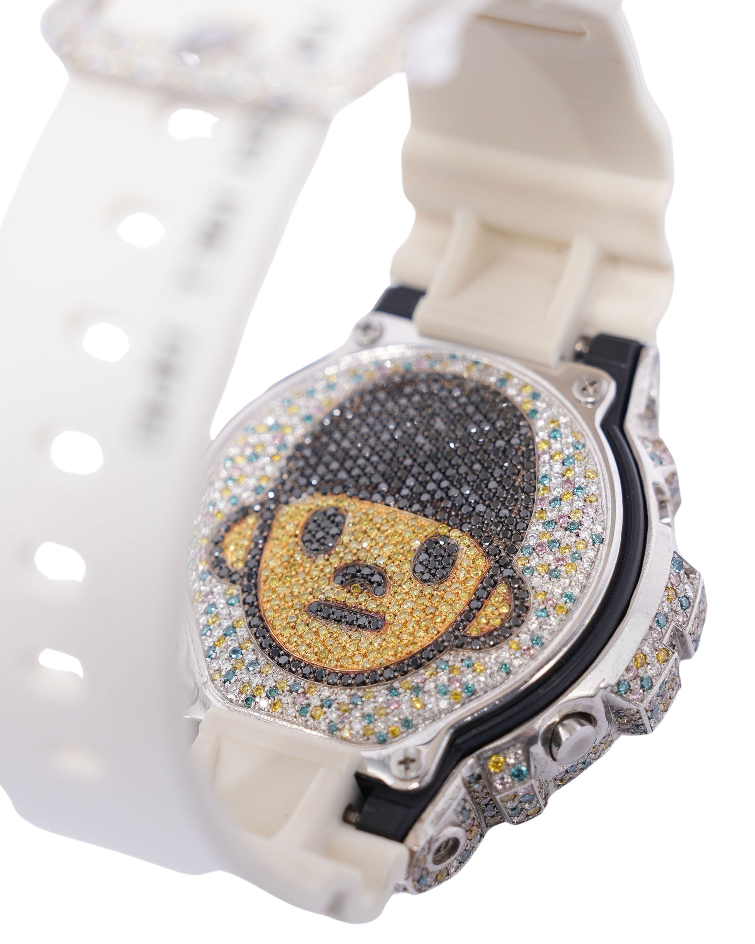 18K White Gold Casio G-Shock × BAPE DW-6900 Luxury Watch - Stylish & Durable for Men, Perfect for Streetwear & Outdoor Adventures