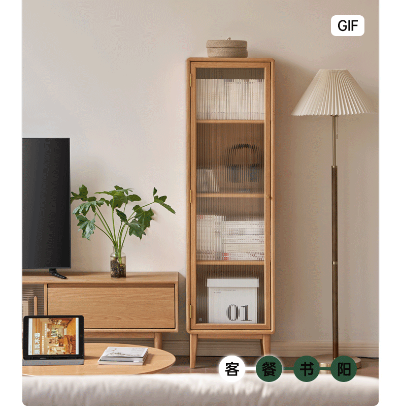 Solid Oak Wood Side Cabinet - Small Bookcase with Adjustable Shelves for Living Room, Bedroom, or Office Storage | Rustic Home Decor Furniture
