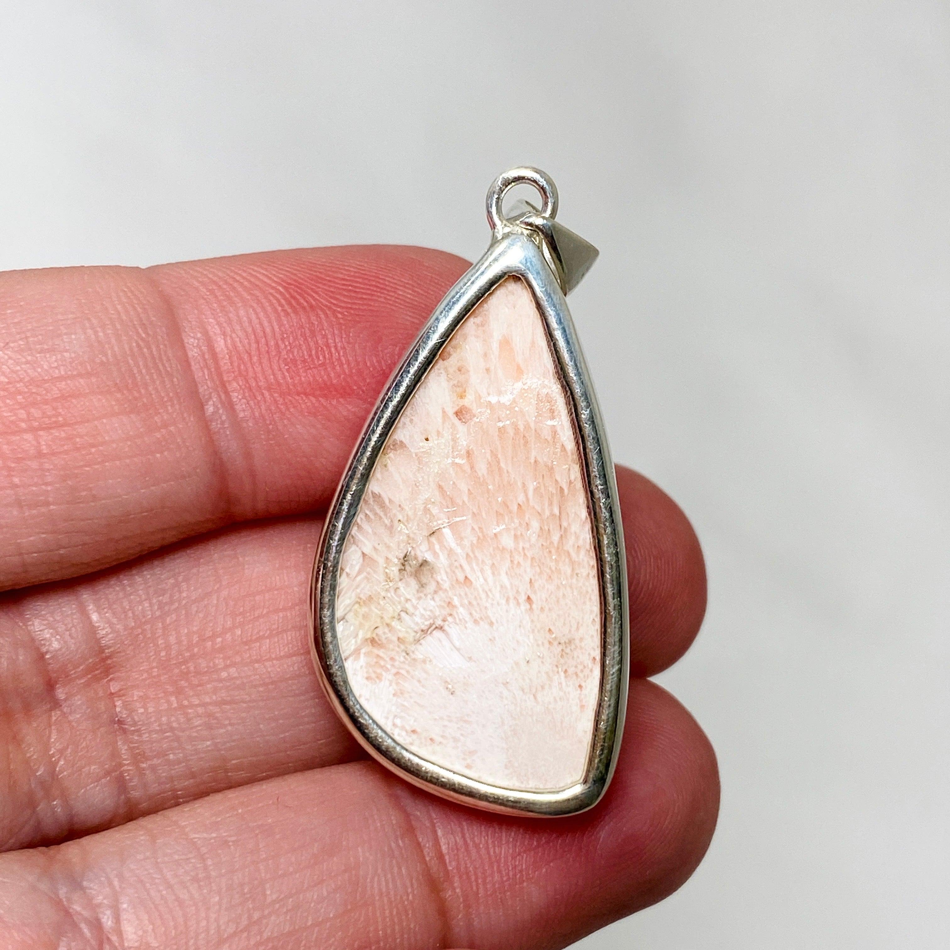 Natural Peach Scolecite Freeform Pendant Necklace - Healing Crystal Jewelry for Meditation, Energy Balancing & Spiritual Growth - KPGJ4526