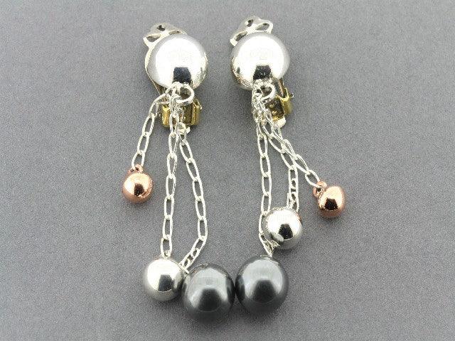 Chained Balloon Earrings Clip On - Fashionable Dangle Hoop Earrings for Women - Perfect for Parties, Weddings & Everyday Wear