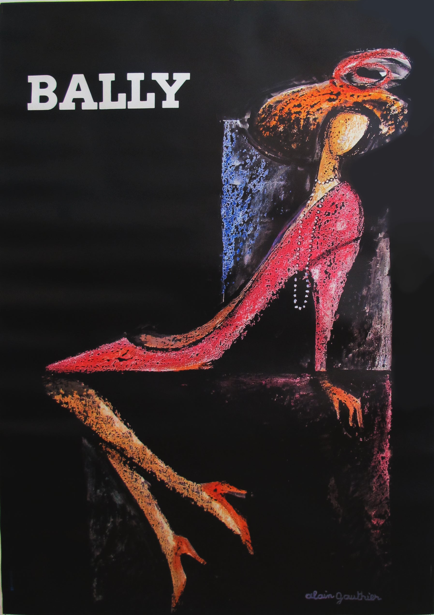 1970s Vintage French Fashion Poster - Women's Bally Shoes Retro Ad | Home Decor, Office Wall Art & Vintage Collectible