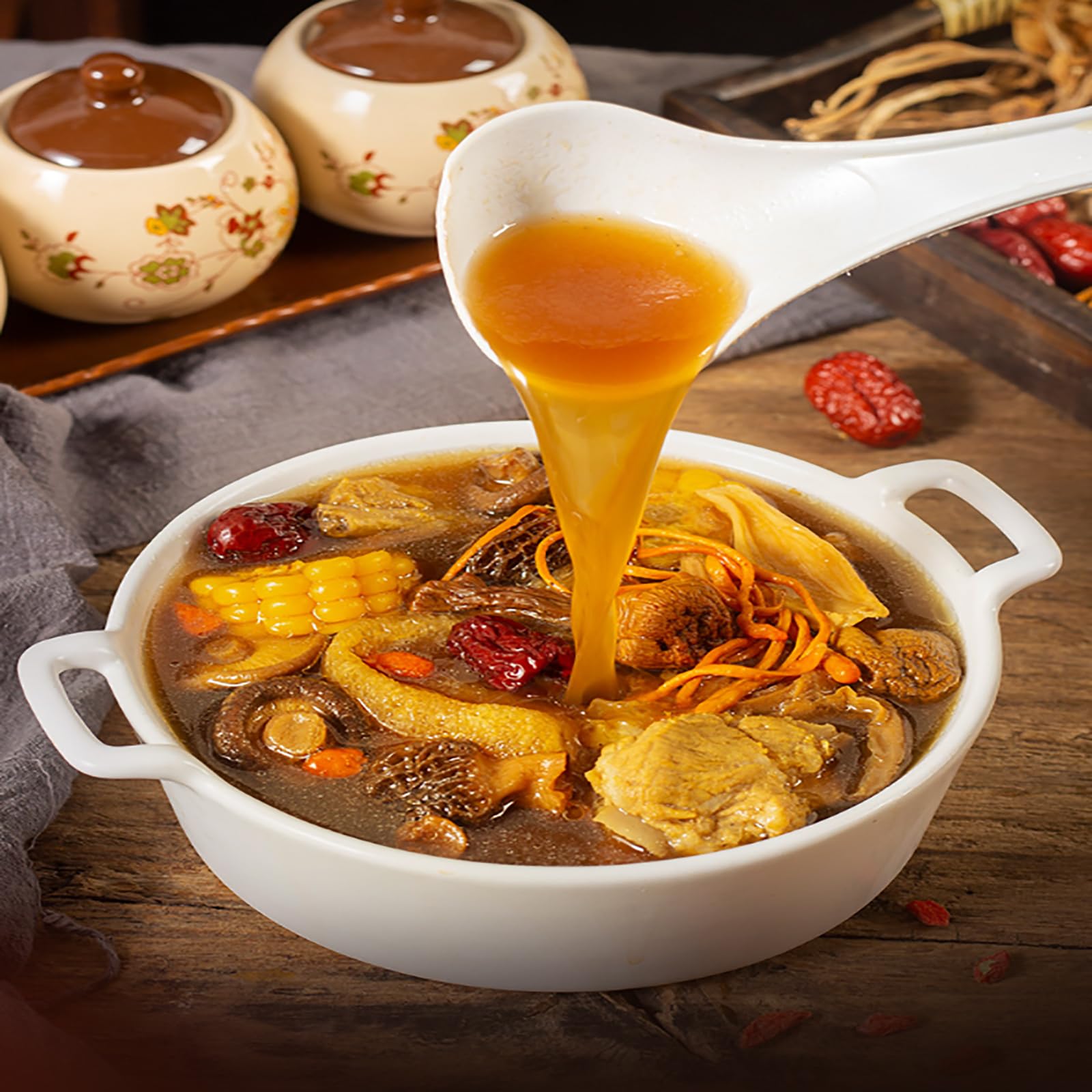 Premium 11-Type Mushroom Soup Mix - Dried Abalone & Nutritious Mushrooms, Yunnan Soup Ingredients, Qicaijungutang Mushroom Soup Packets (2 Bags) - Perfect for Healthy Cooking, Hot Pot & Asian Cuisine