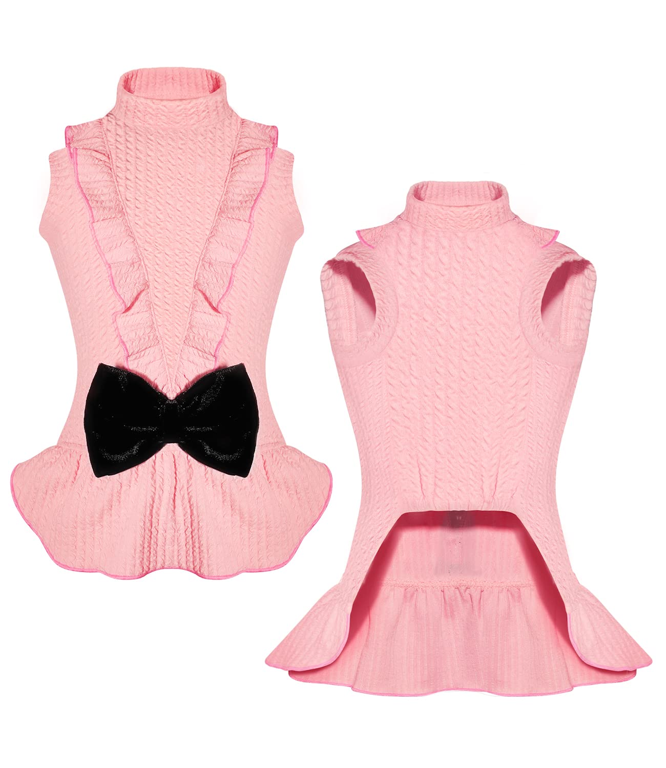 Dog Birthday Dress & Princess Outfit - Velvet Bowknot Turtleneck Skirt for Small Medium Dogs (Pink, XS) | Perfect for Birthday Parties, Photo Shoots & Special Occasions