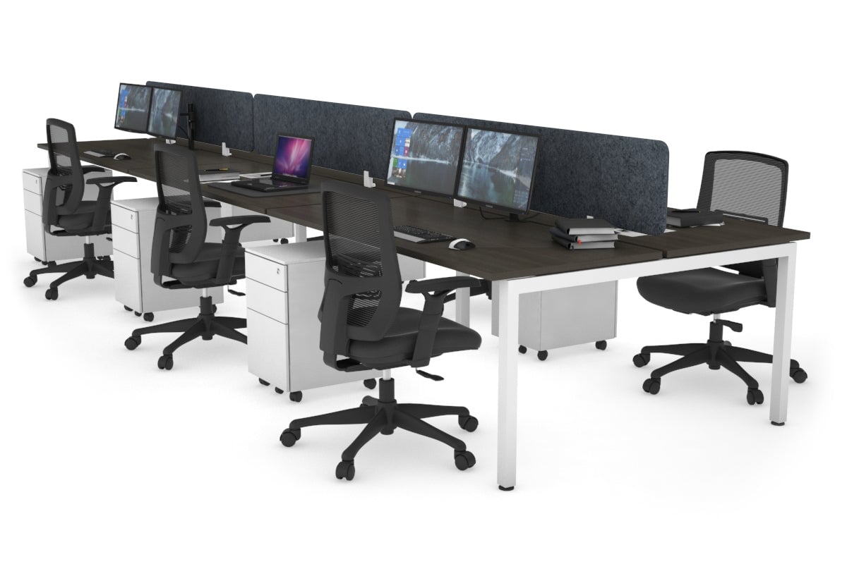 Quadro Square Legs 6-Person Office Workstation Desk [1600L x 700W] - Perfect for Team Collaboration & Open Office Spaces