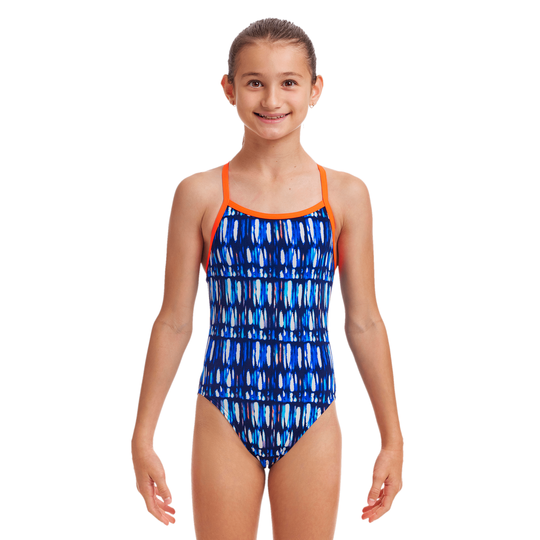 Funkita Perfect Teeth Single Strap Girls Swimsuit - One Piece Bathing Suit for Kids - Perfect for Pool, Beach & Summer Water Activities