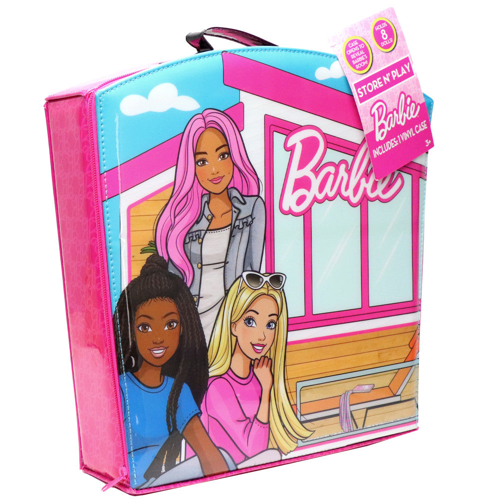Barbie Store 'N Play Doll Storage Case with Zipper - Holds 8 Dolls | Perfect for Travel, Playdates & Toy Organization | Durable Doll Carrier for Kids & Collectors