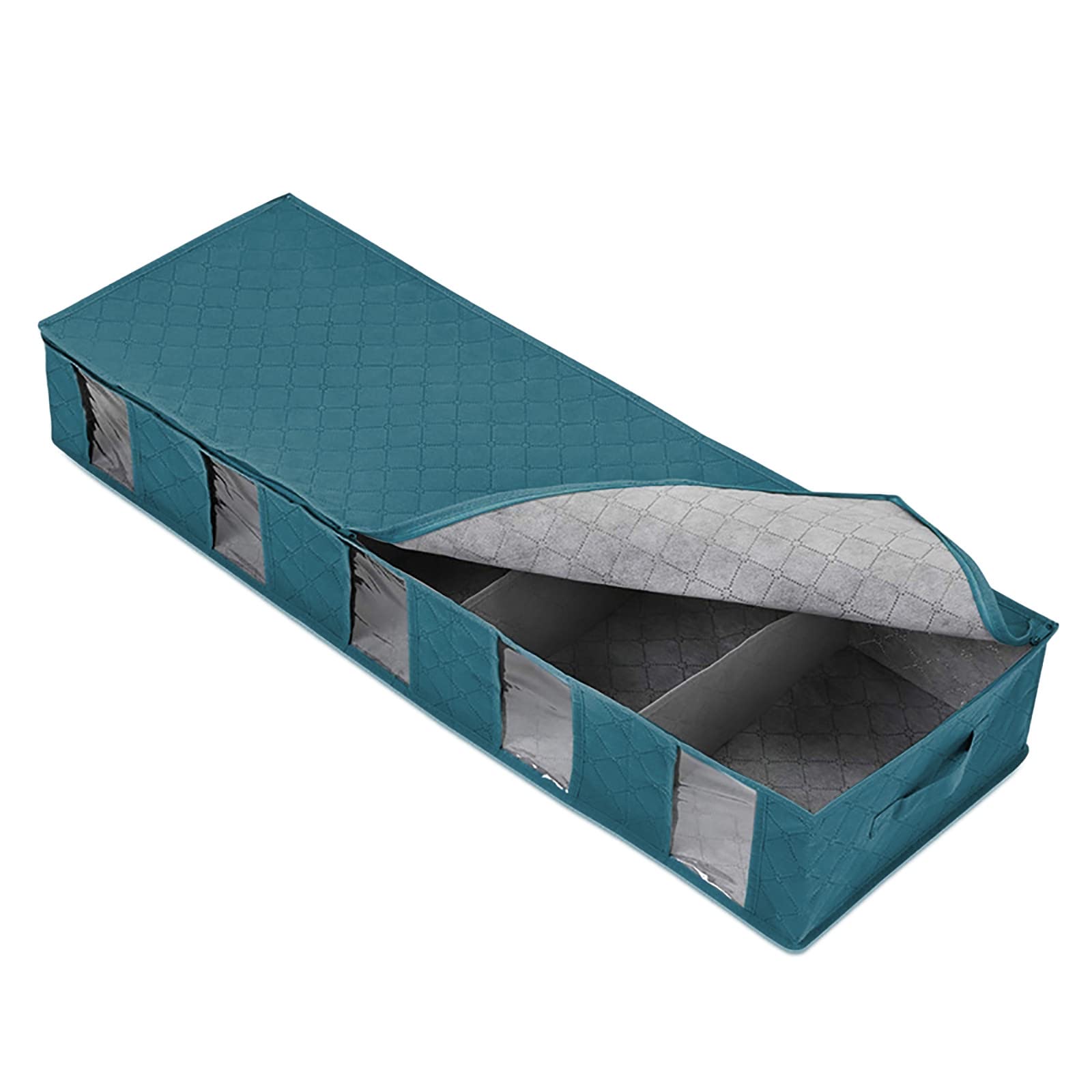 Extra Large Under Bed Storage Box - Foldable Clothing Organizer Bag with Compartments for Seasonal Clothes, Blankets & Shoes | Space-Saving Bedroom Storage Solution