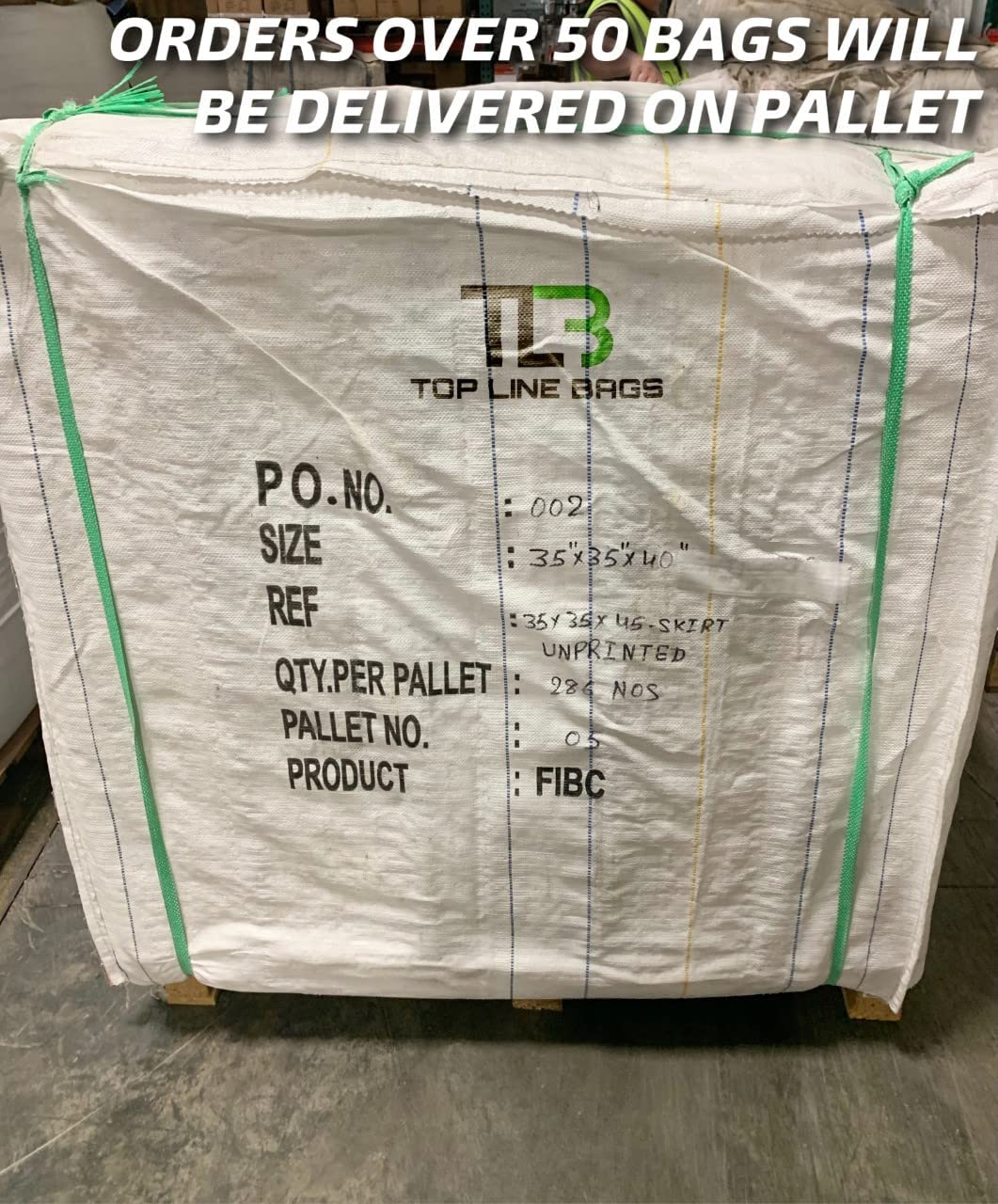 50 Pack Bulk FIBC Bags 35x35x40 Inches - 2200 lb Capacity Heavy Duty Woven Polypropylene Bags with 4 Lifting Loops - Perfect for Industrial Storage, Agriculture, Construction & Bulk Material Handling