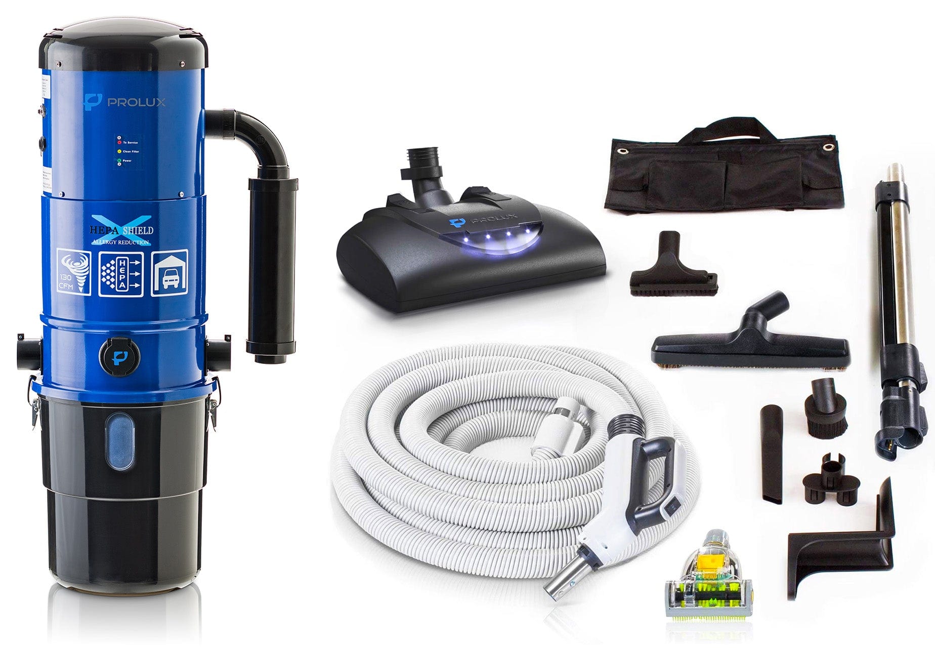 Prolux CV12000 Central Vacuum System with Electric Hose Power Nozzle Kit - 25 Year Warranty - Ideal for Whole House Cleaning, Pet Hair Removal & Large Area Vacuuming