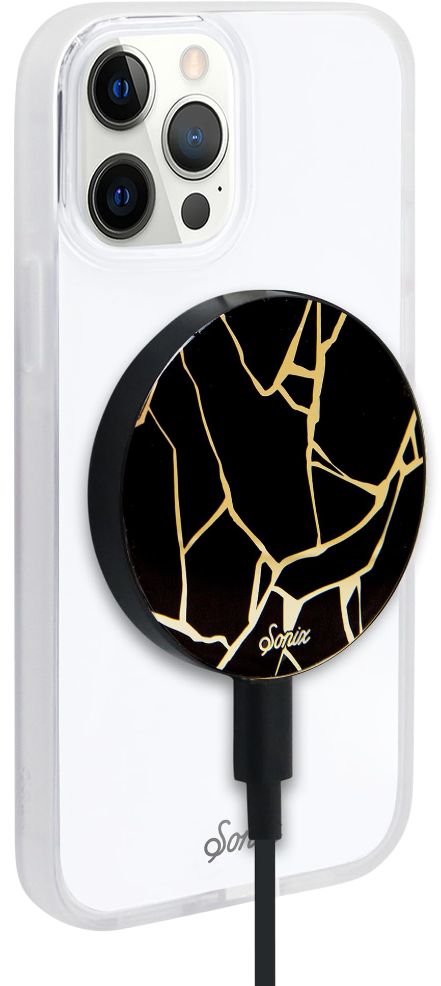 Sonix Magnetic Wireless Charger for iPhone 16/15/14/13/12 Series - 15W Fast Charging with 6.5ft USB-C Cable | Kintsugi Design | Perfect for Home, Office & Car Use