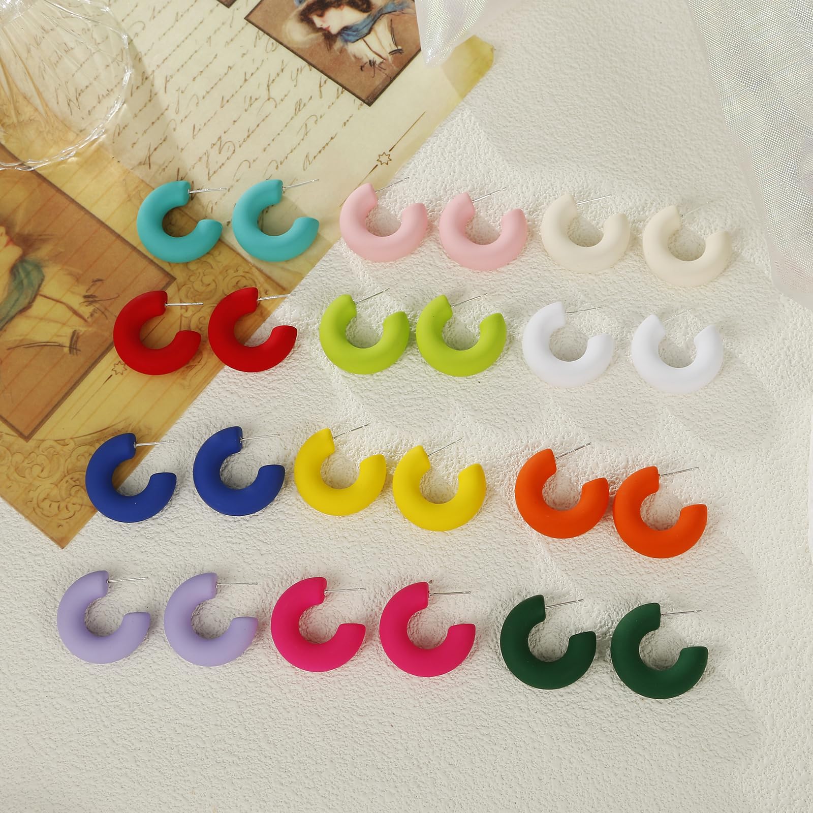 Lightweight Acrylic Chunky Hoop Earrings for Women - Candy Color Thick Open Hoops | Perfect for Everyday Wear, Parties & Gift Giving