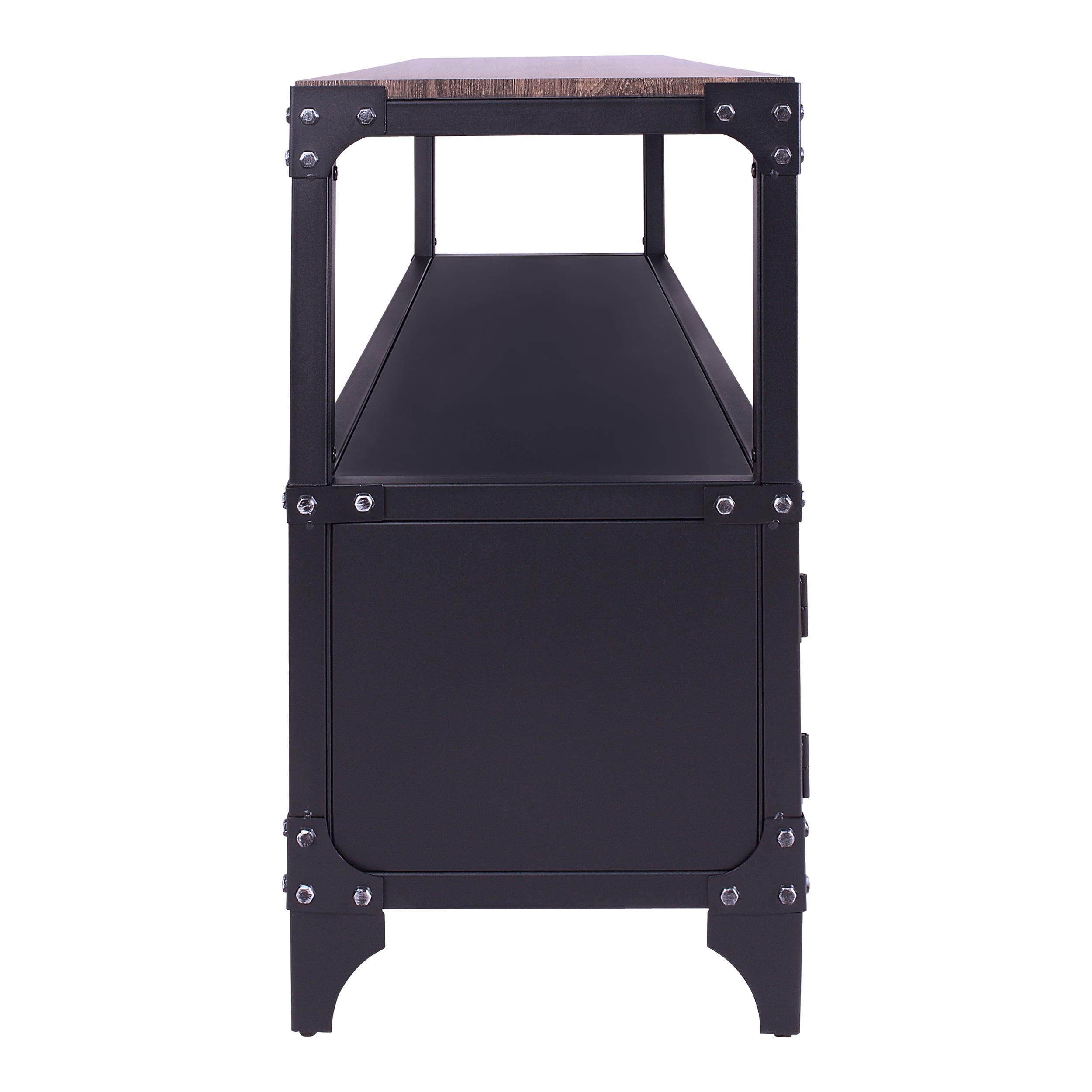 Furniture of America Jordun Industrial Metal 70-inch TV Stand in Sand Black - Modern Entertainment Center for Living Room, Bedroom & Home Theater