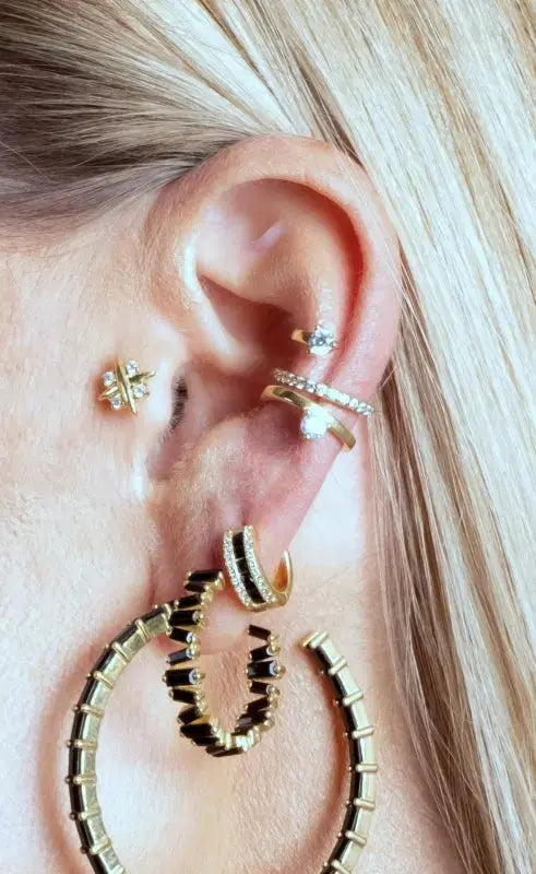 CZ Diamonds Triple Stack Ear Cuff - Elegant 925 Sterling Silver Ear Cuffs for Women | Perfect for Parties, Weddings & Everyday Glam